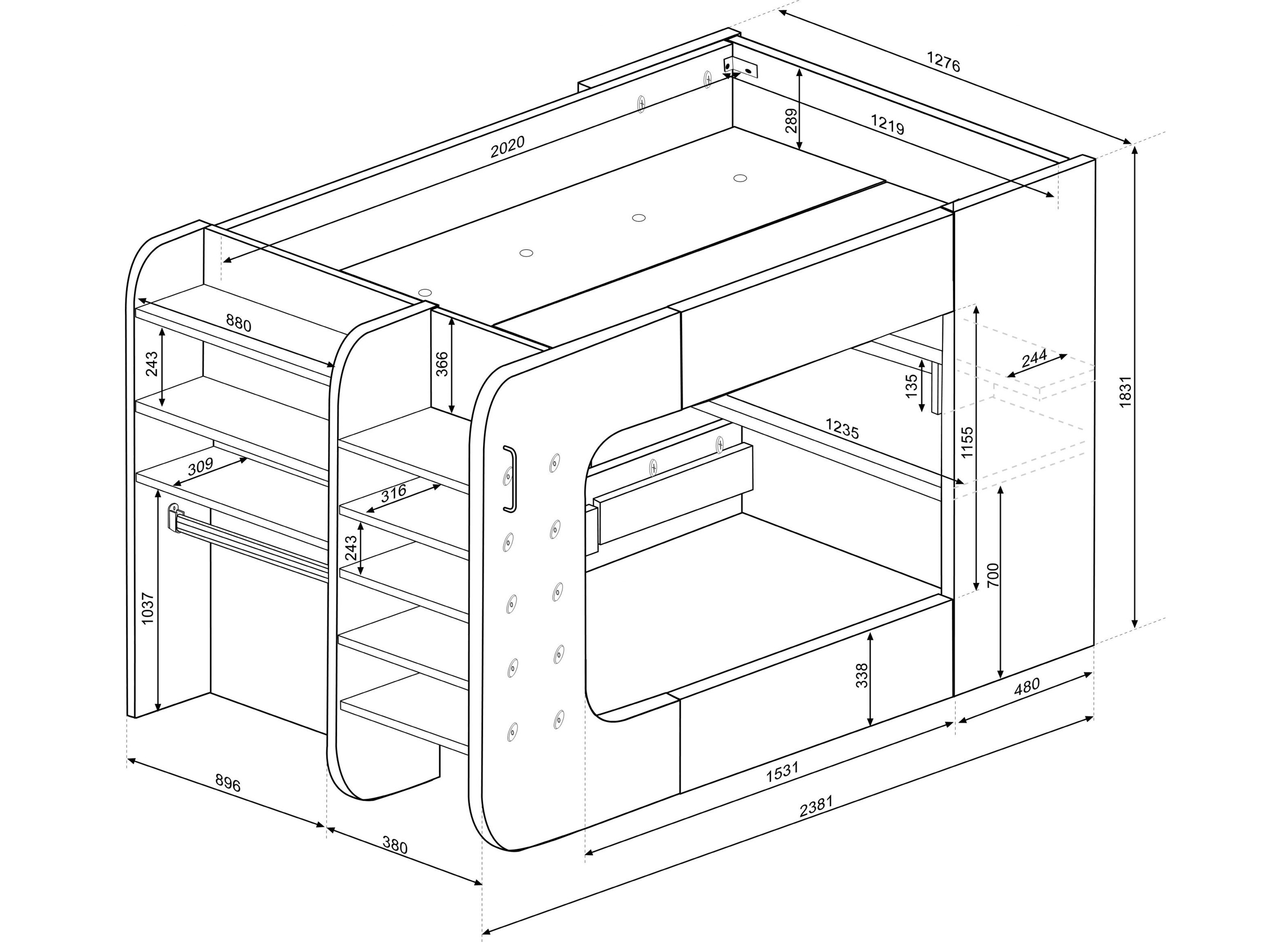 Ultimate Gaming Loftseng 120x200 - Sort