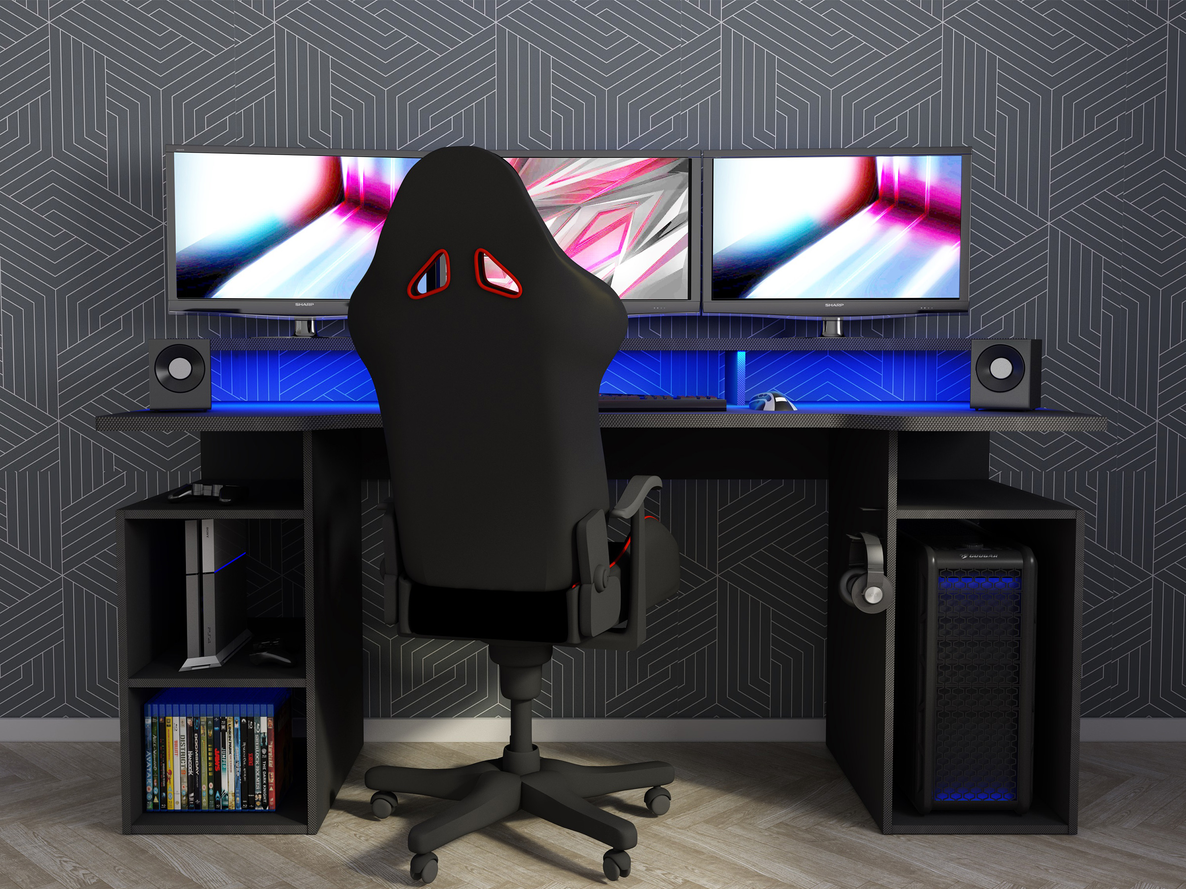 Ultimate Gamingbord med LED-LYS - Sort