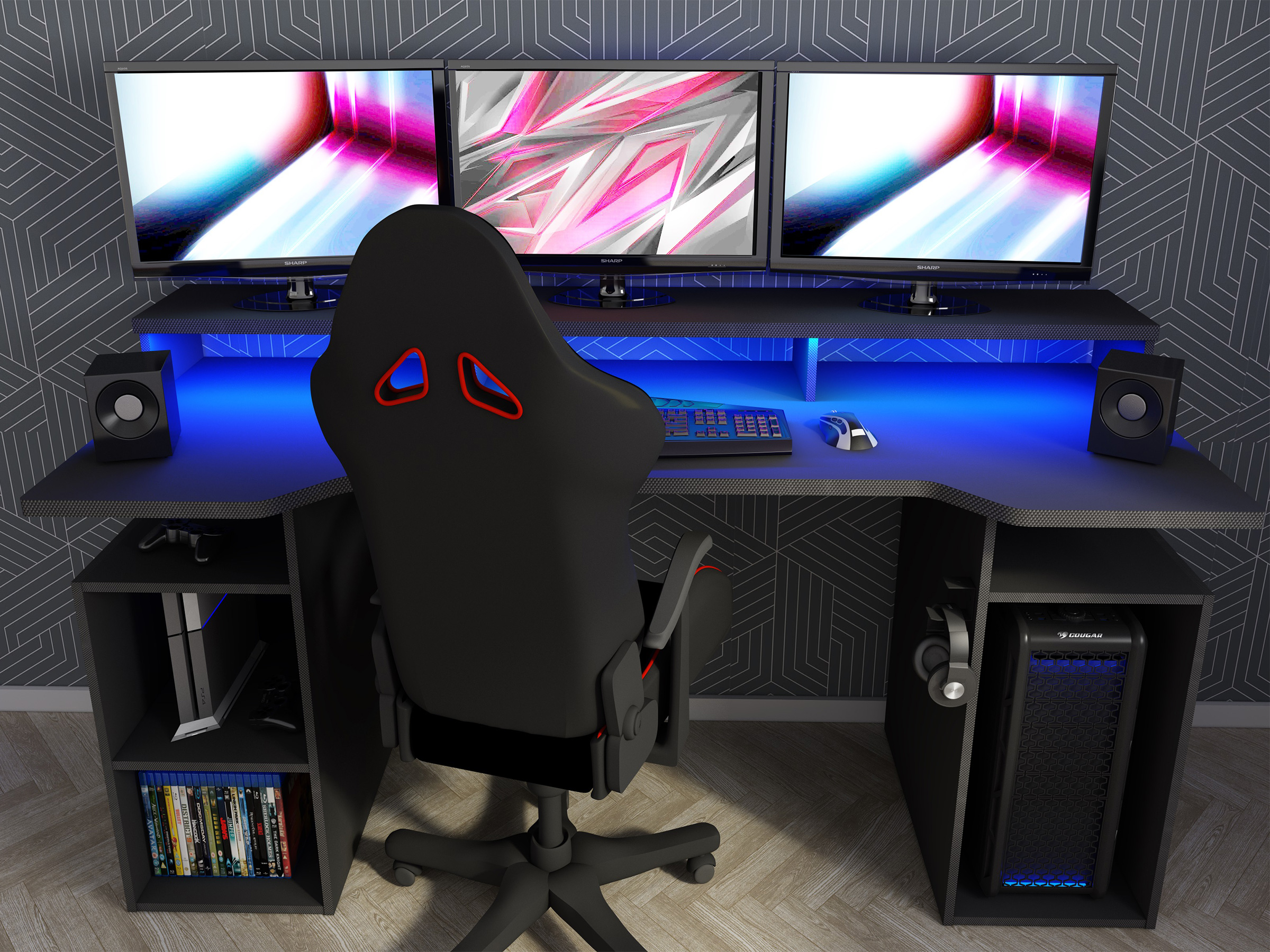 Ultimate Gamingbord med LED-LYS - Sort