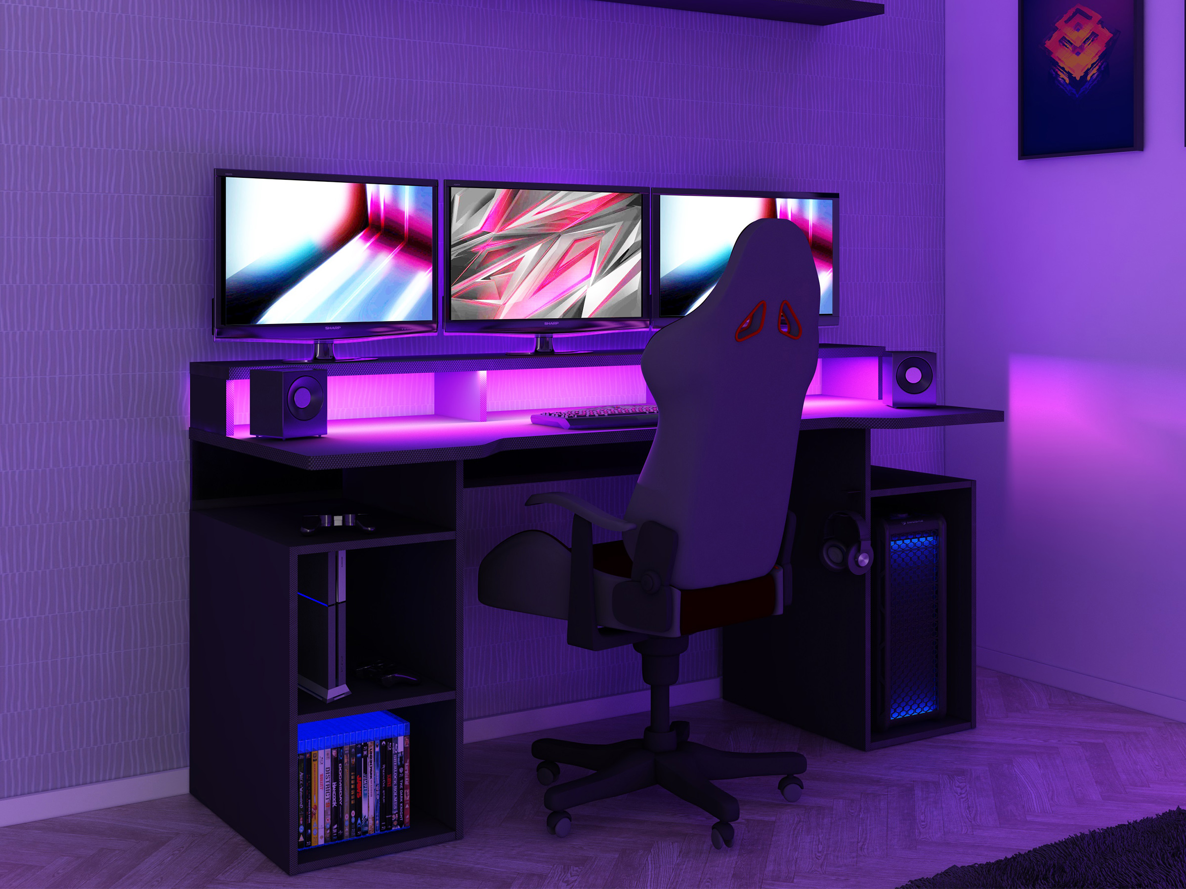 Ultimate Gamingbord med LED-LYS - Sort