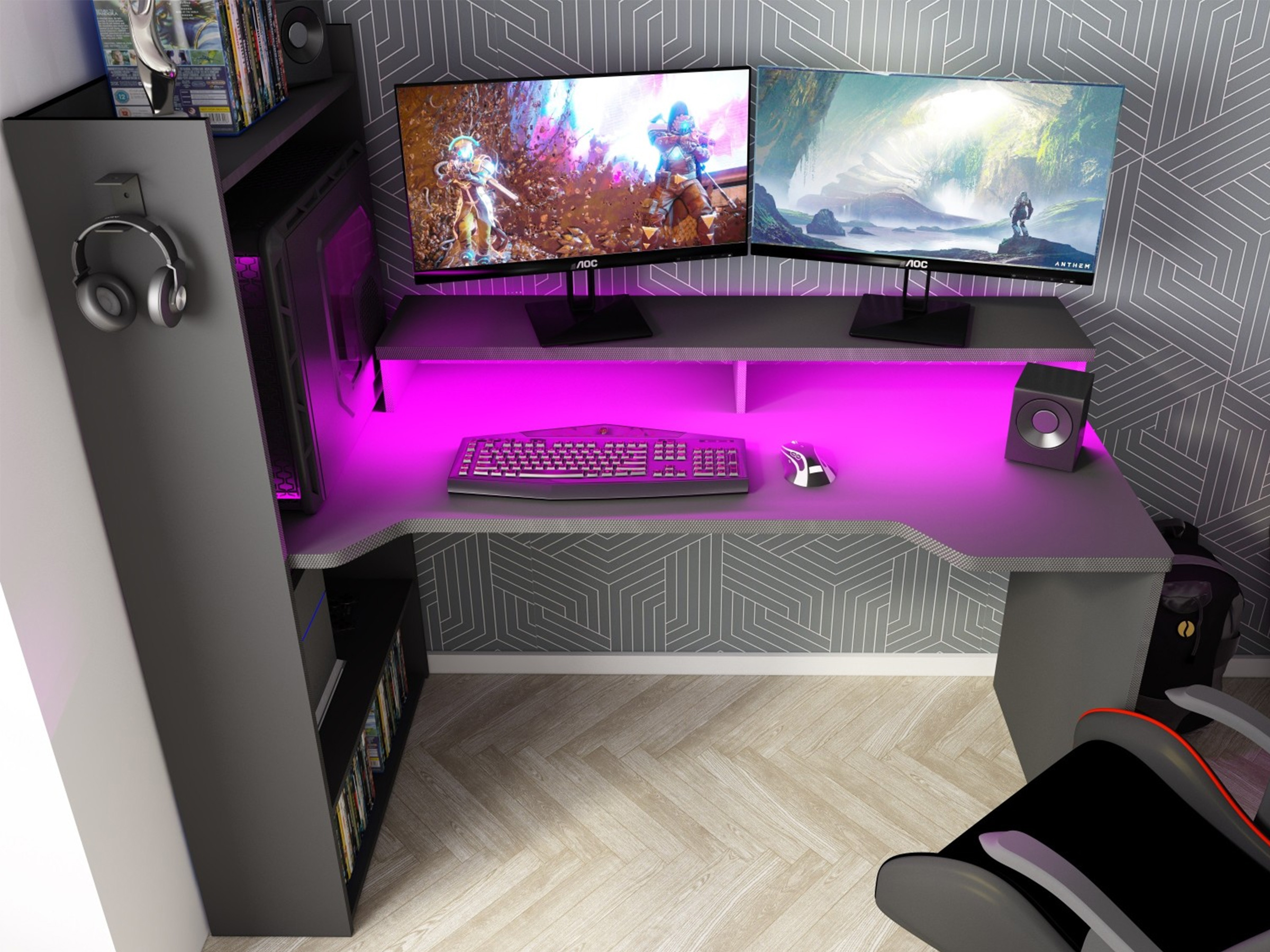 Dgame Z Gamingbord med Oppbevaringsplass - Sort