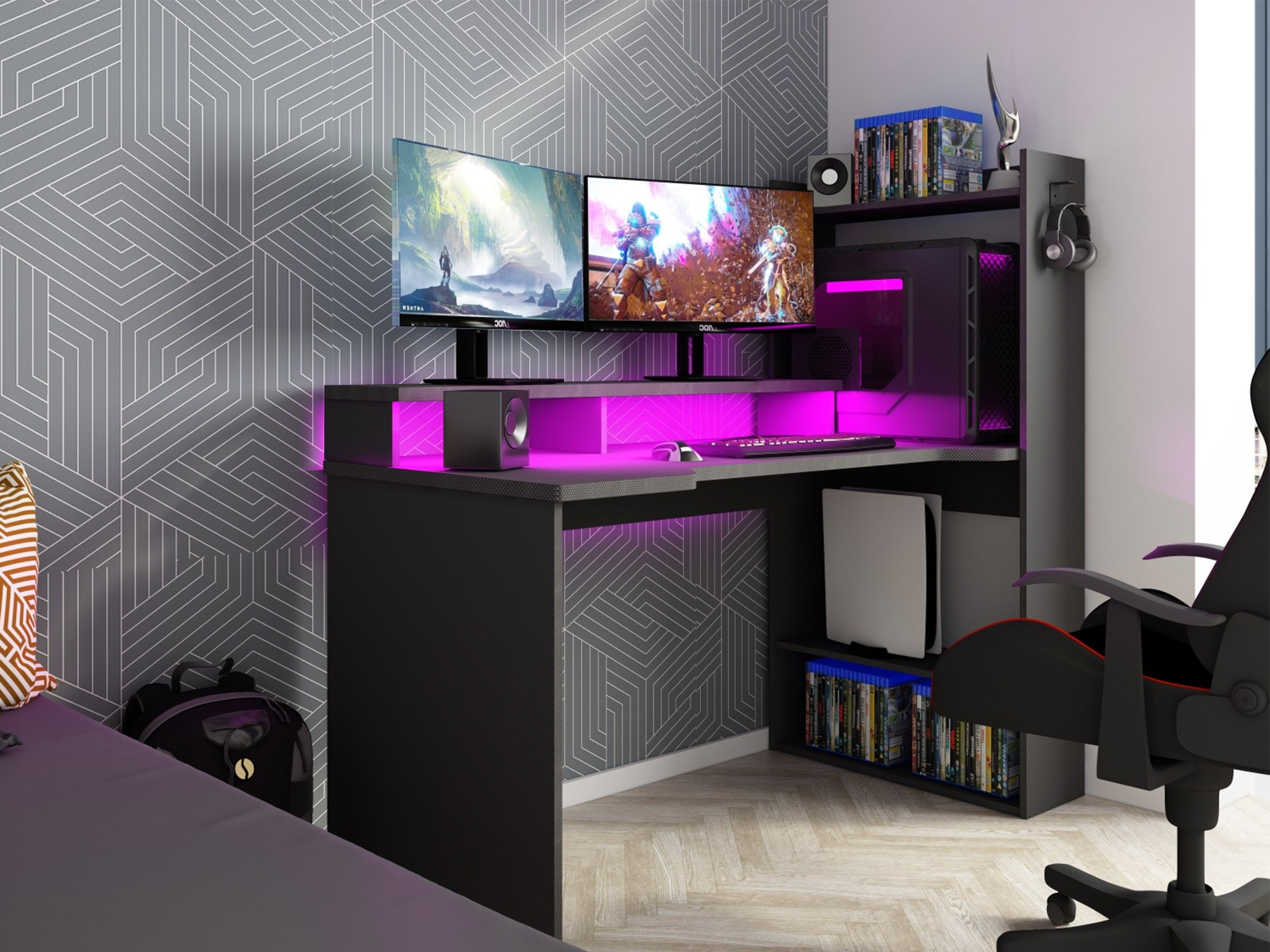 Dgame Z Gamingbord med Oppbevaringsplass - Sort