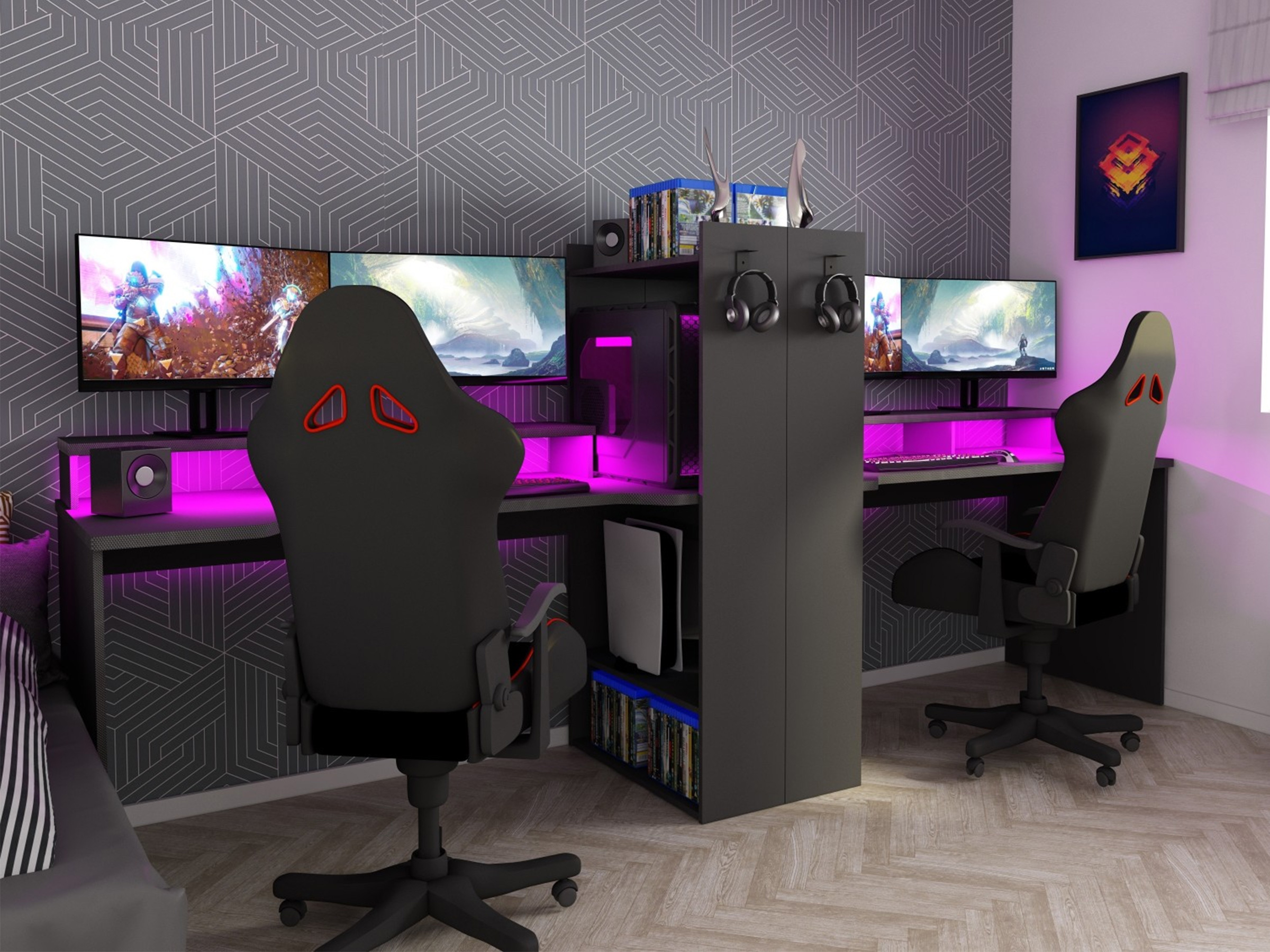 Dgame Z Gamingbord med Oppbevaringsplass - Sort