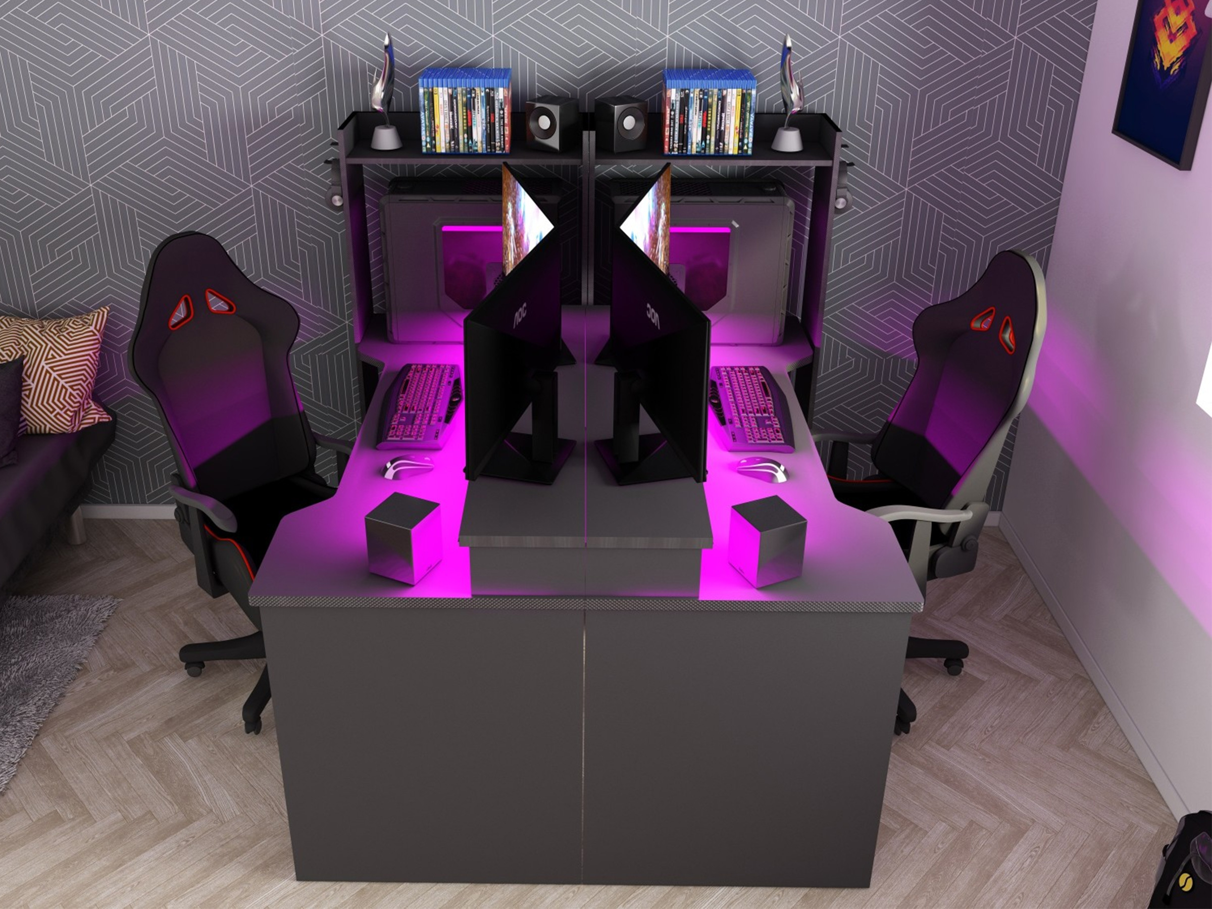 Dgame Z Gamingbord med Oppbevaringsplass - Sort