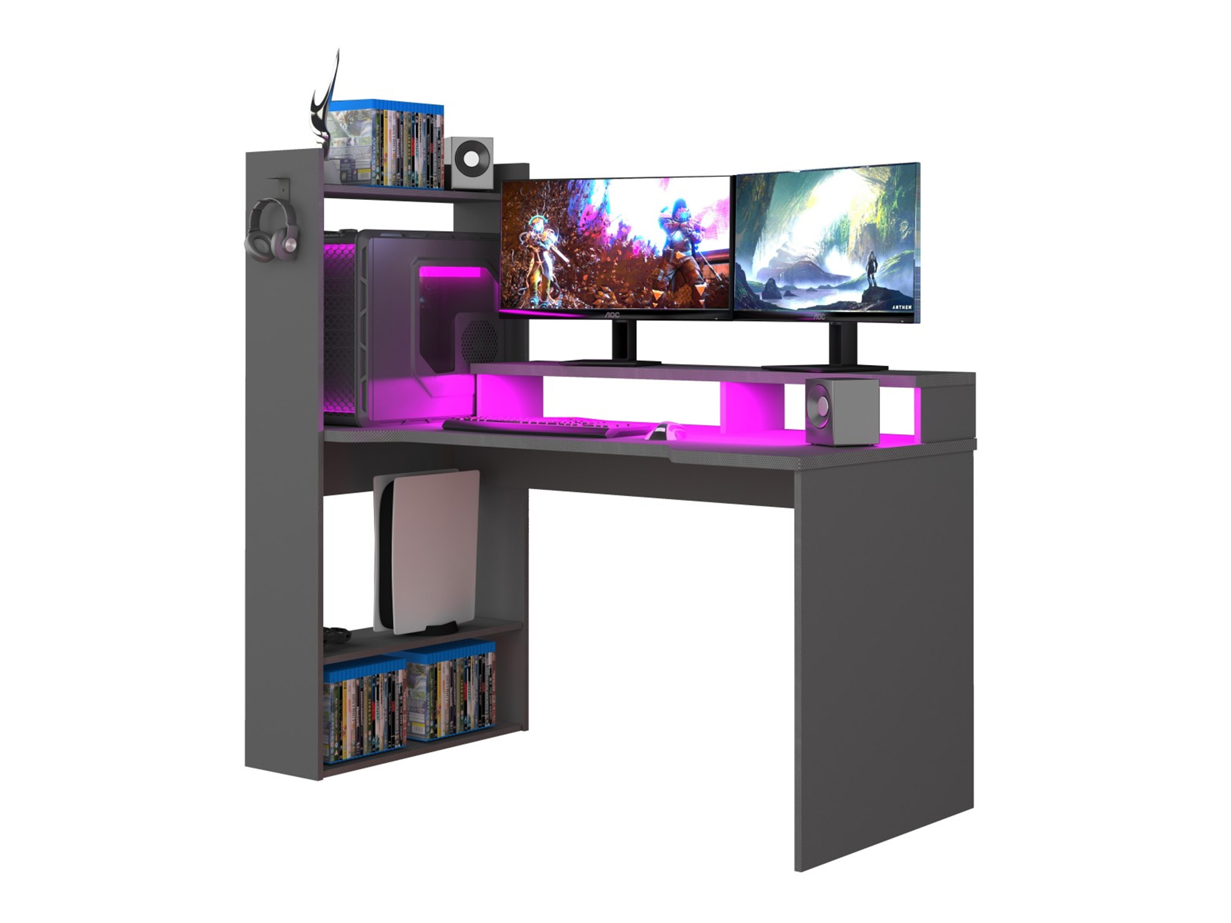 Dgame Z Gamingbord med Oppbevaringsplass - Sort