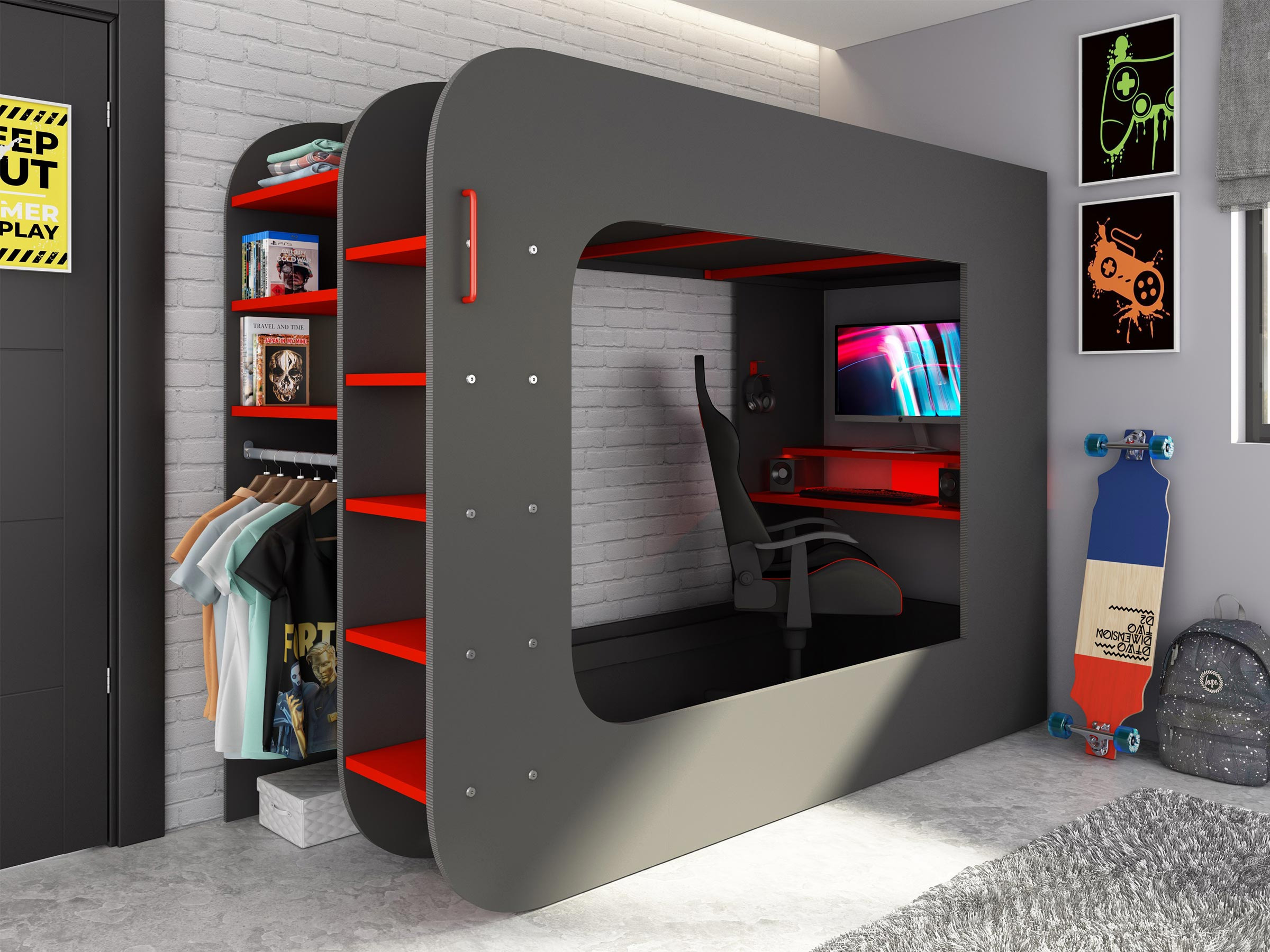Ultimate Gaming Loftseng 90x200 - Sort
