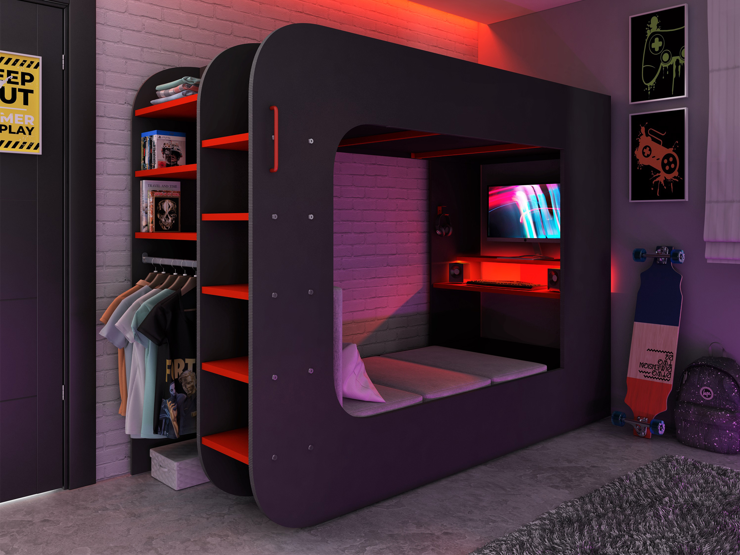 Ultimate Gaming Loftseng 90x200 - Sort