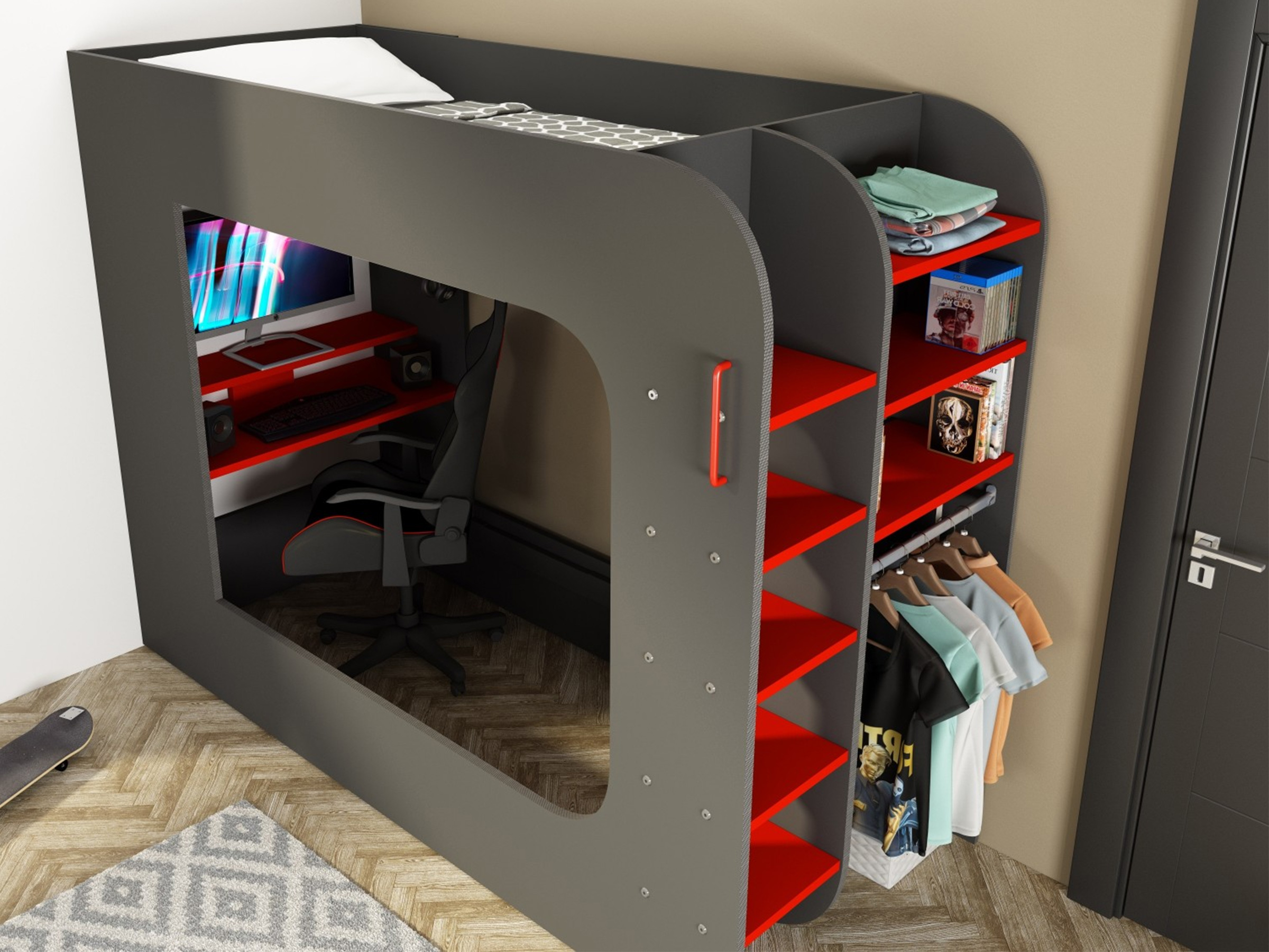 Ultimate Gaming Loftseng 90x200 - Sort