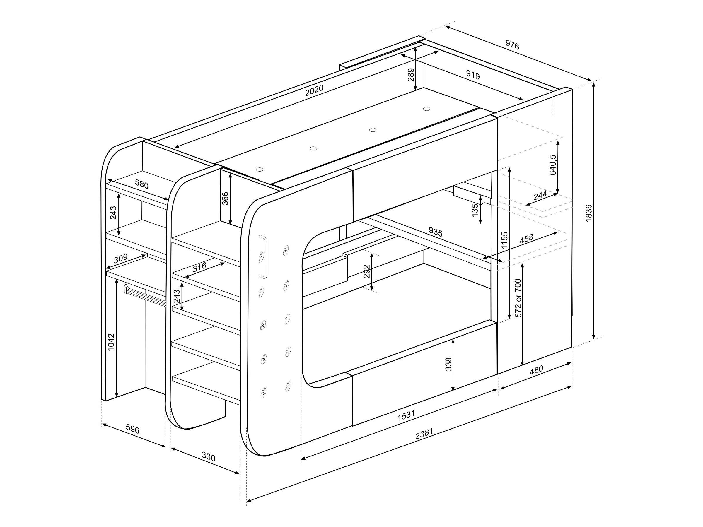 Ultimate Gaming Loftseng 90x200 - Hvit