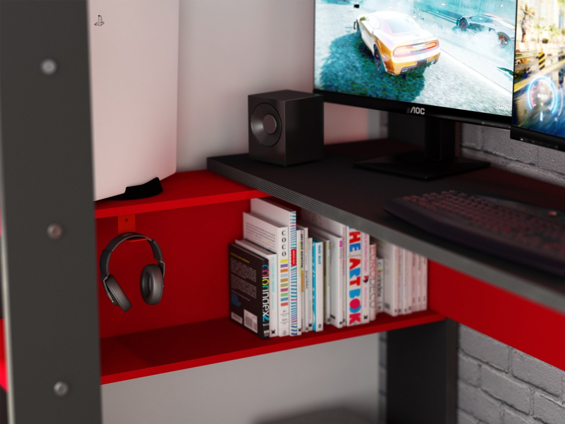High Ultimate Gaming Loftseng 90x200 - Sort/Rød