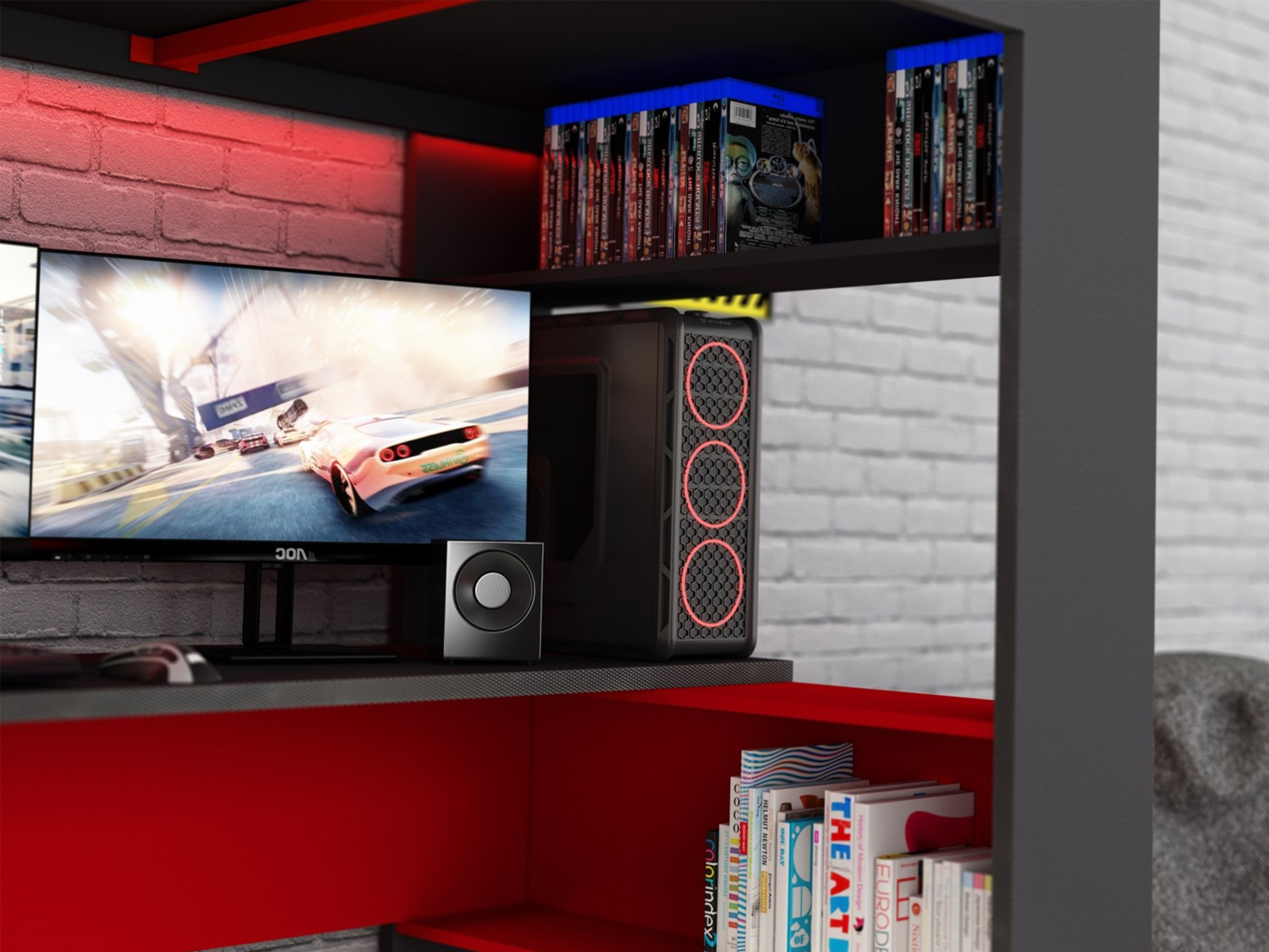 High Ultimate Gaming Loftseng 90x200 - Sort/Rød