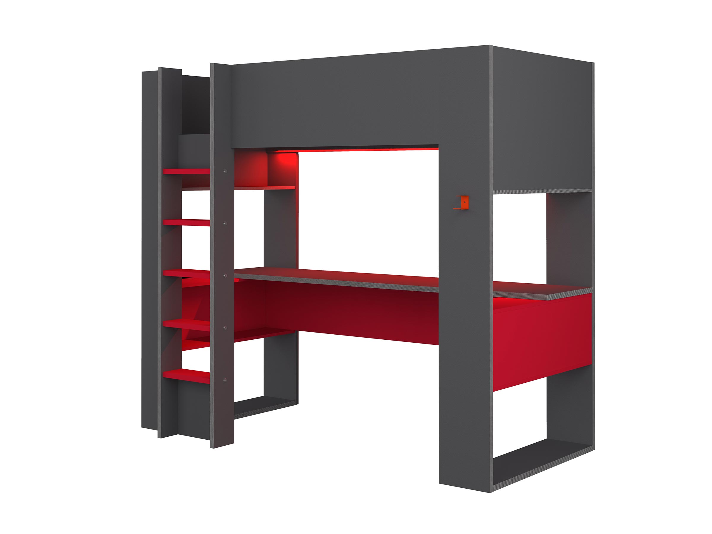 High Ultimate Gaming Loftseng 90x200 - Sort/Rød