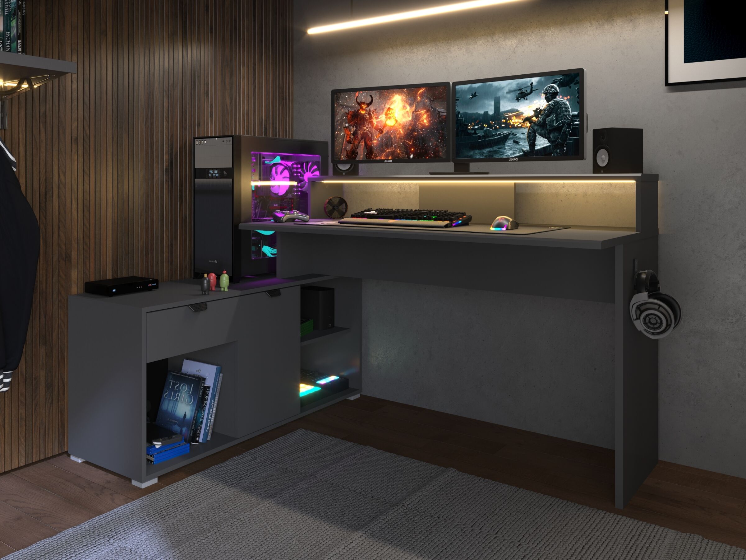 Wortex Gamingbord med Oppbevaringsplass - Sort