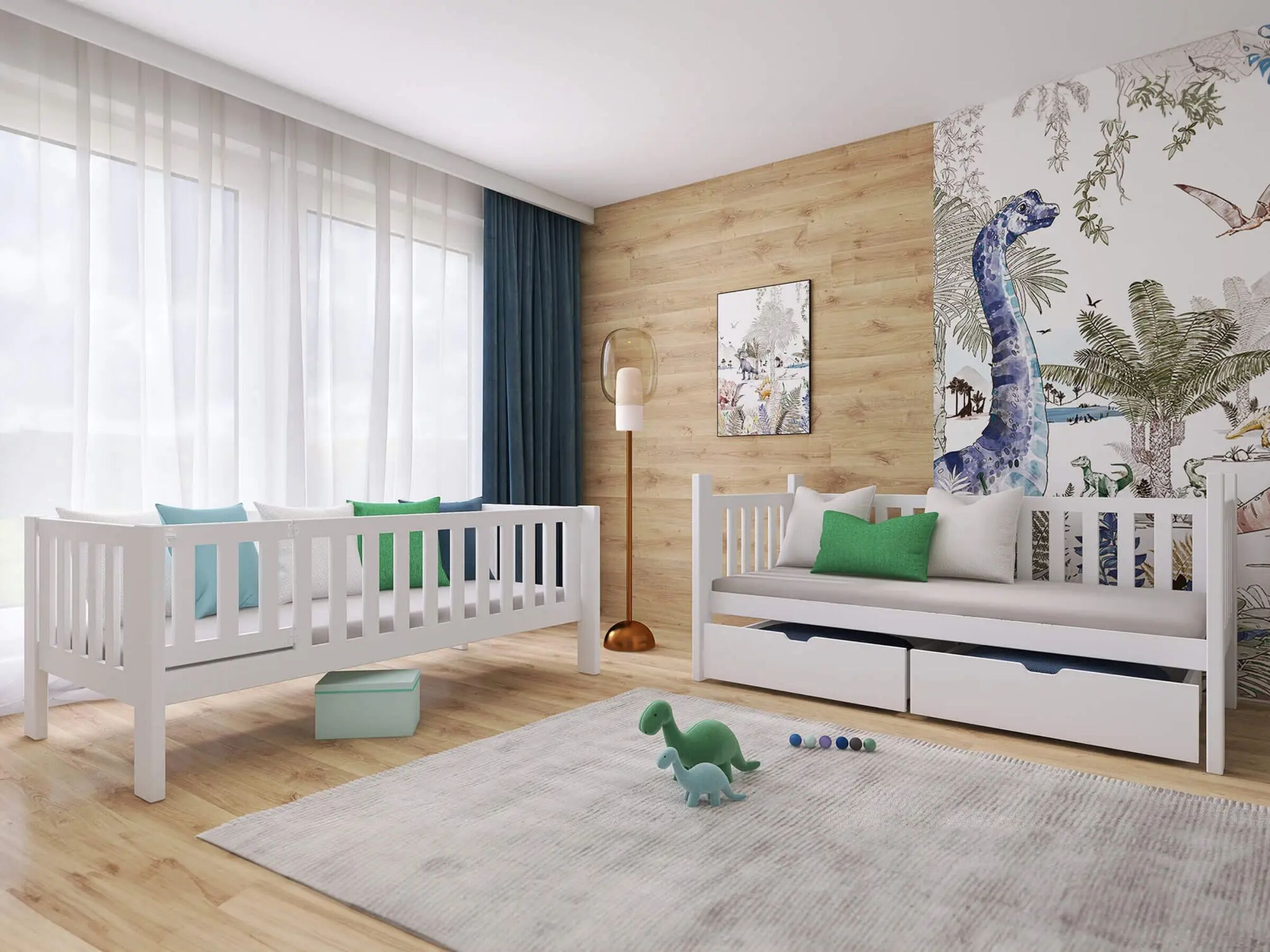 Ksawery Køyeseng med Skuffer og Beskyttelsesbarrierer 80x180 - Hvit