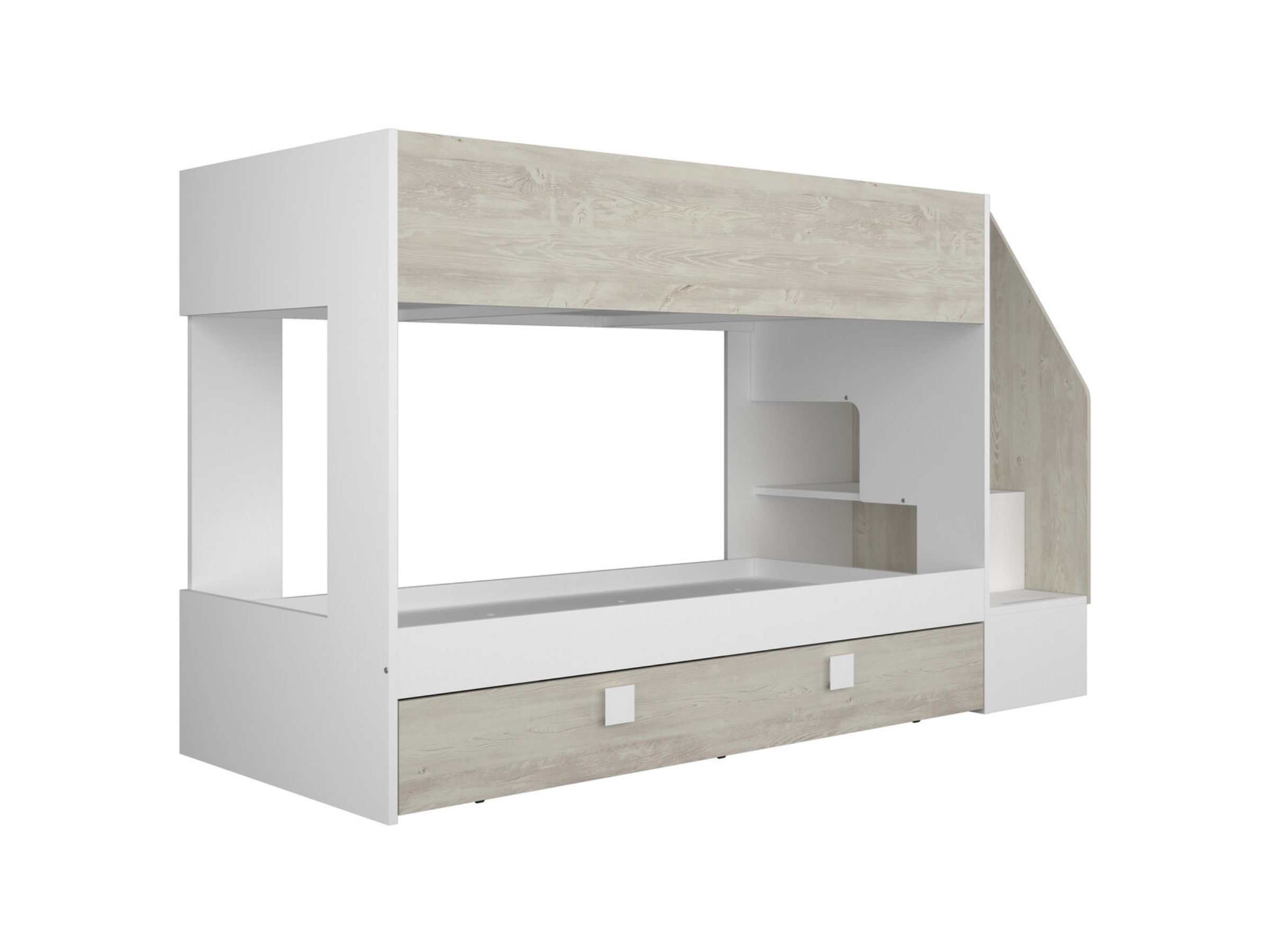 Easy Køyeseng med Uttrekkbar Gjesteseng 90x200 - Hvit/Natur