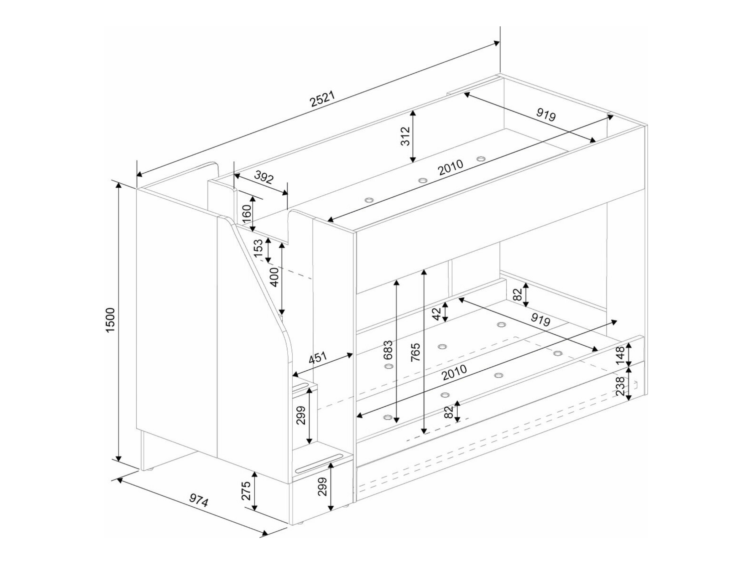 Easy Køyeseng med Uttrekkbar Gjesteseng 90x200 - Hvit/Natur