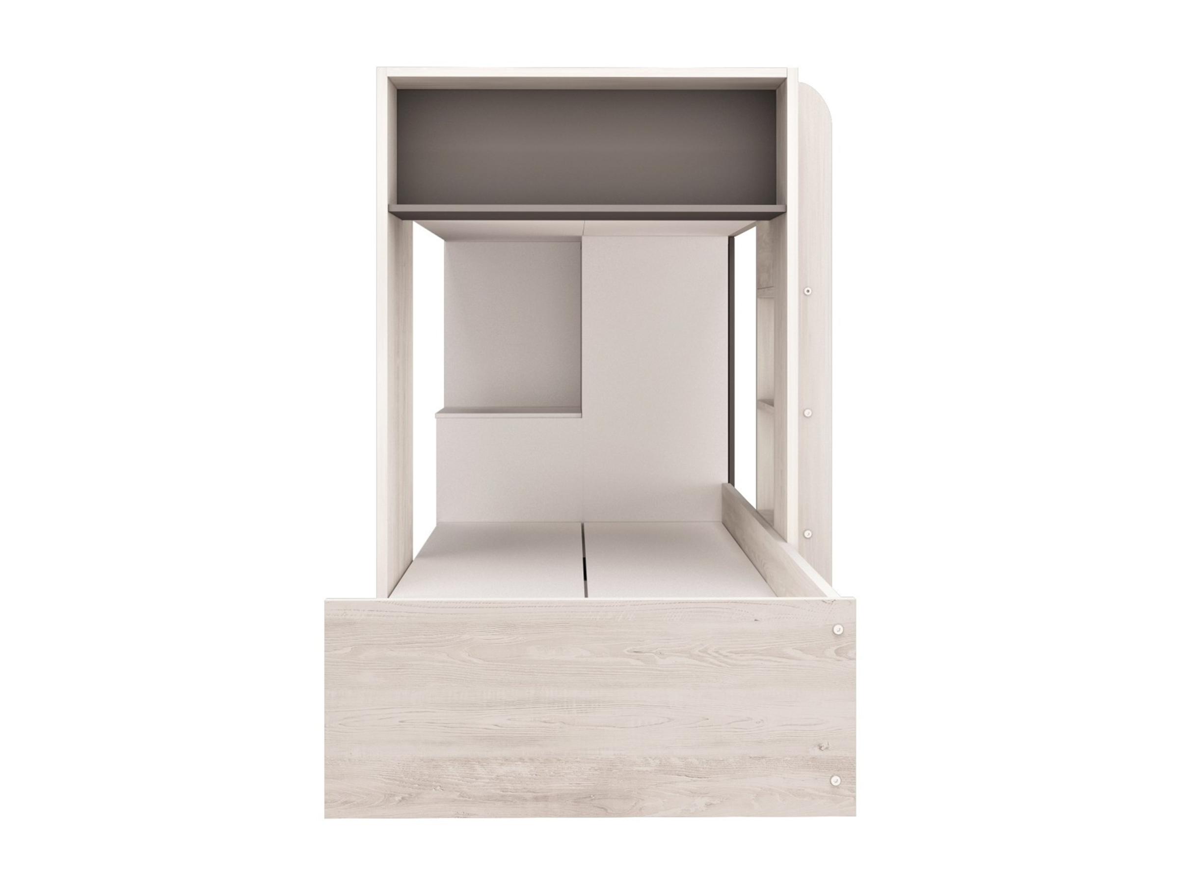 Almond Multi Køyeseng med Garderobe 90x190 - Natur/Hvit/Sort