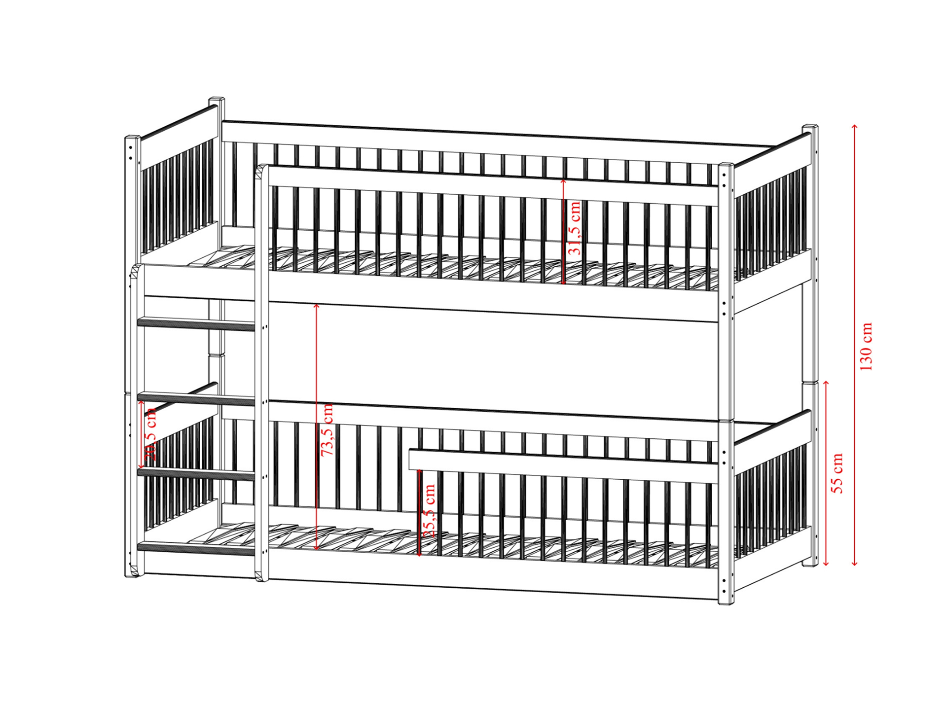 Boston Køyeseng 80x180 - Hvit