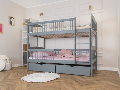 Luna Køyeseng med Skuffer 80x180 - Aske