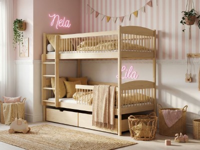 Luna Køyeseng med Skuffer 90x200 - Natur