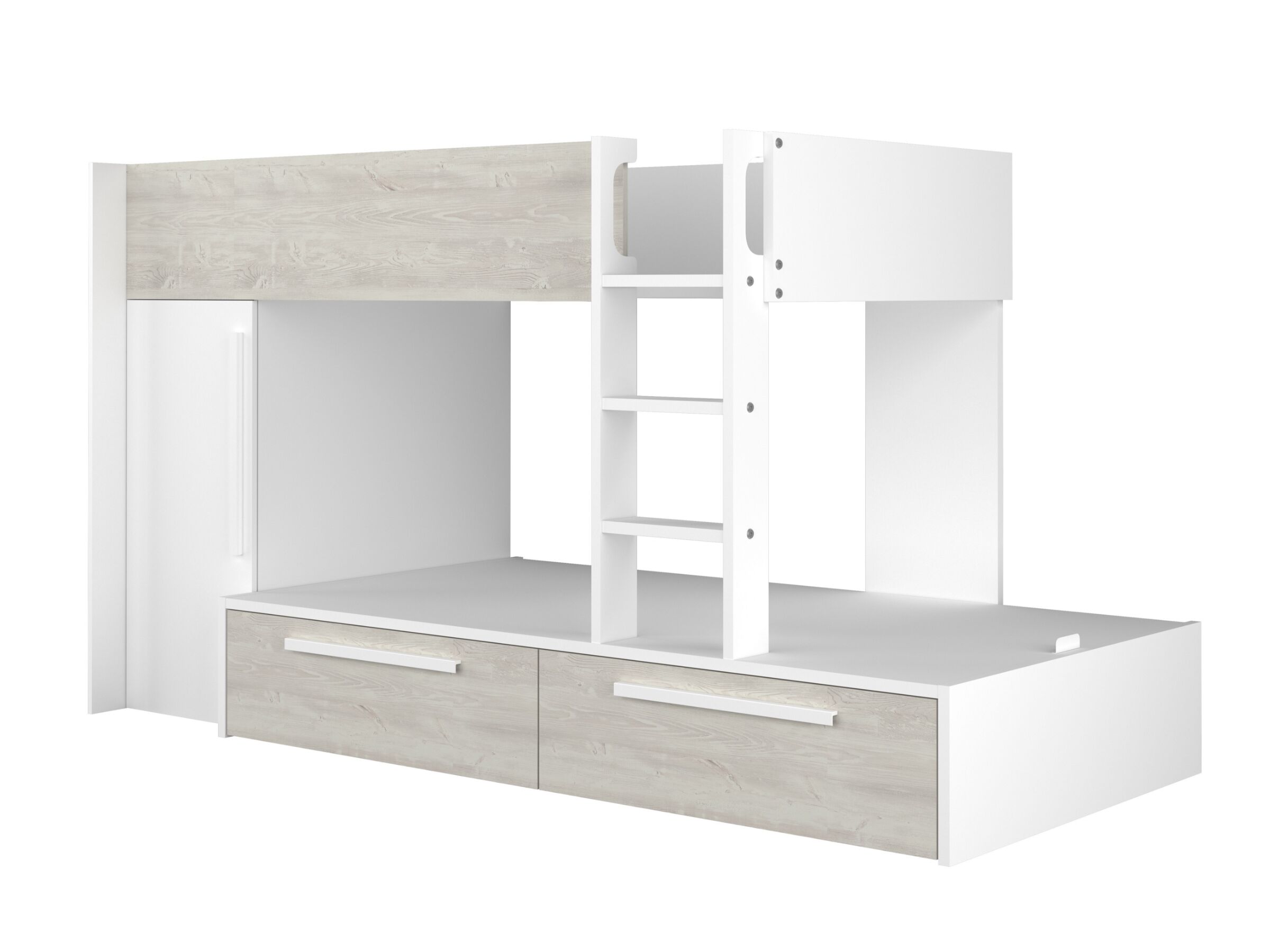 Onyx Køyeseng med garderobe 90x200 - Hvit/Natur