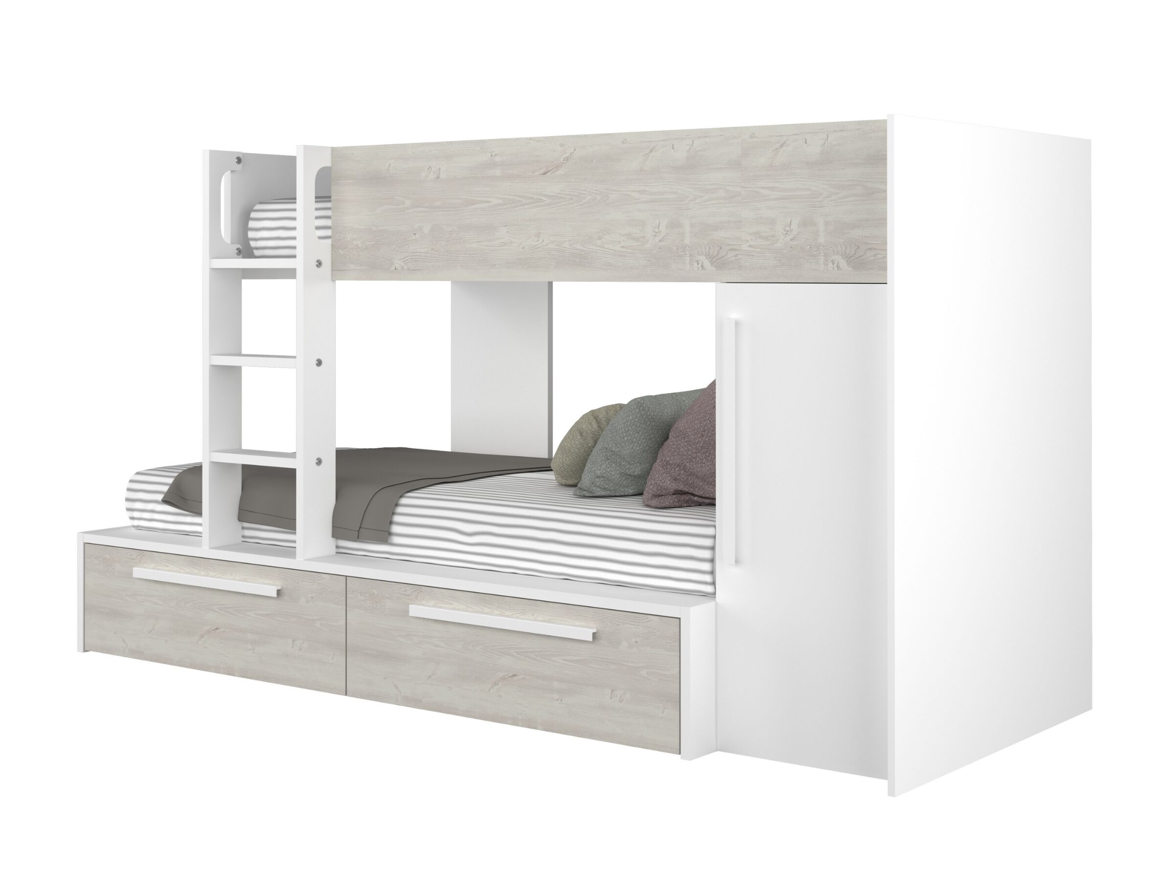 Onyx Køyeseng med garderobe 90x200 - Hvit/Natur