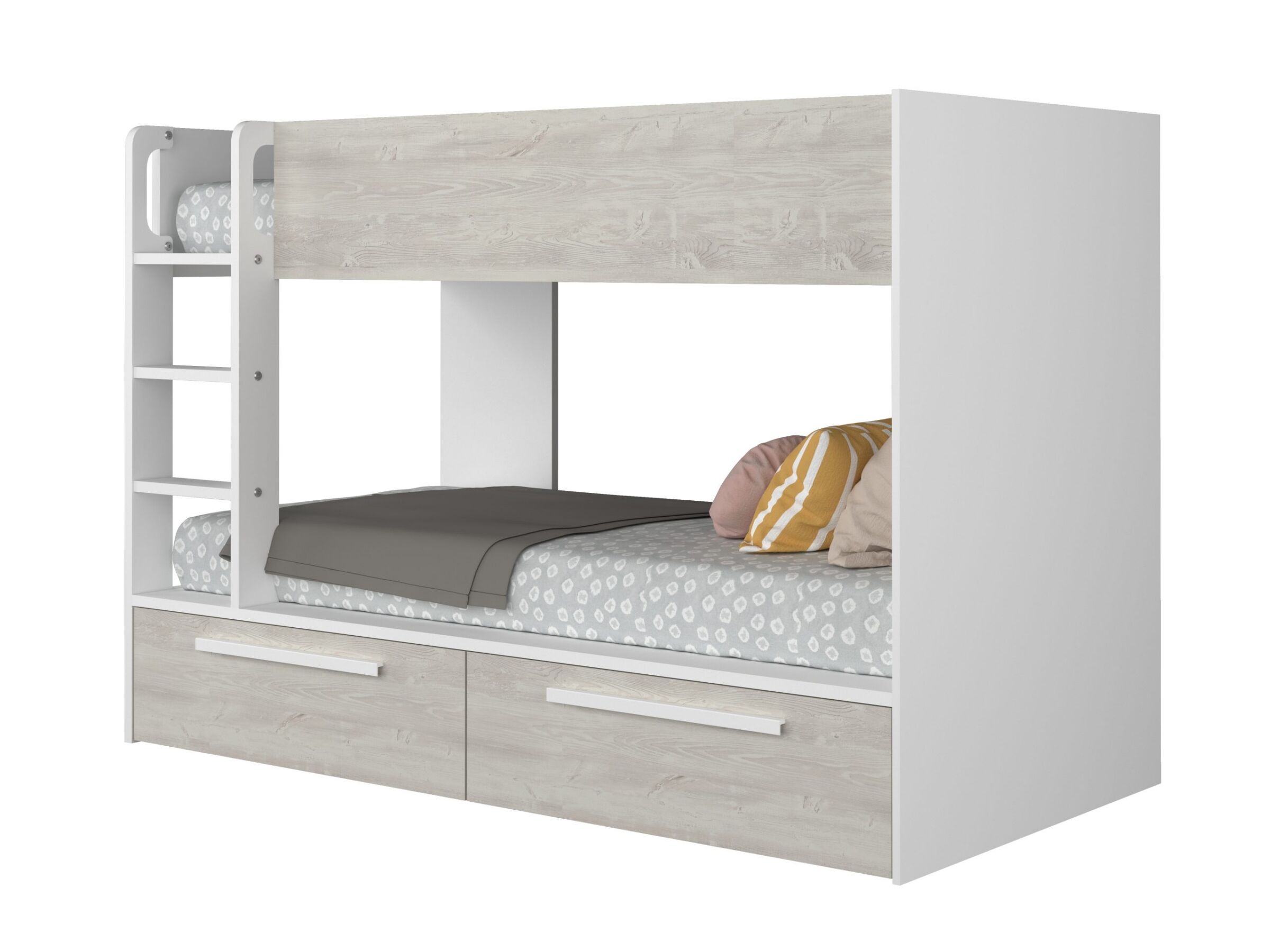 Snow Køyeseng med Skuffer 90x200 - Hvit/Natur