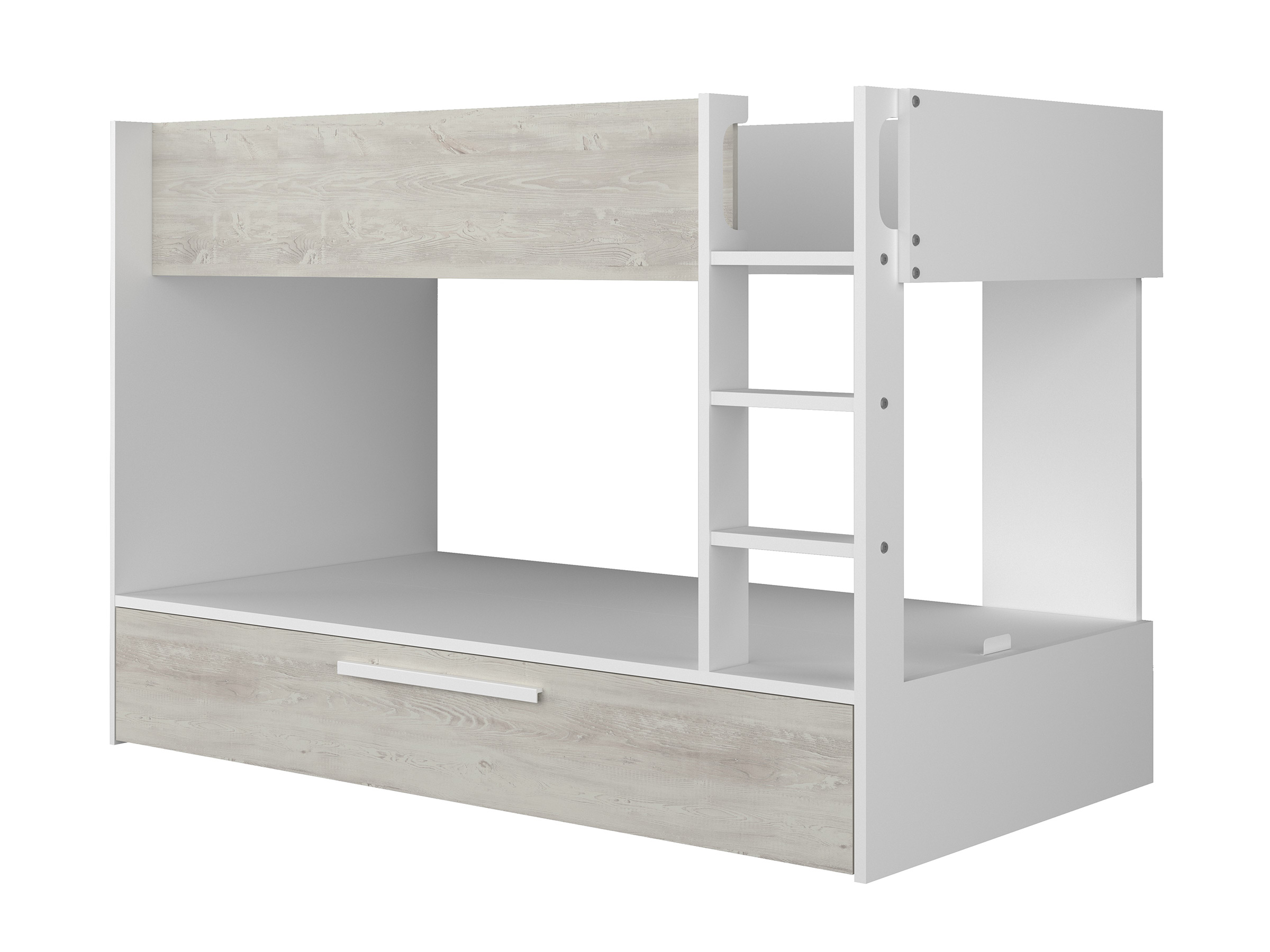 Silver Køyeseng med Uttrekkbar Gjesteseng 90x200 - Hvit/Natur
