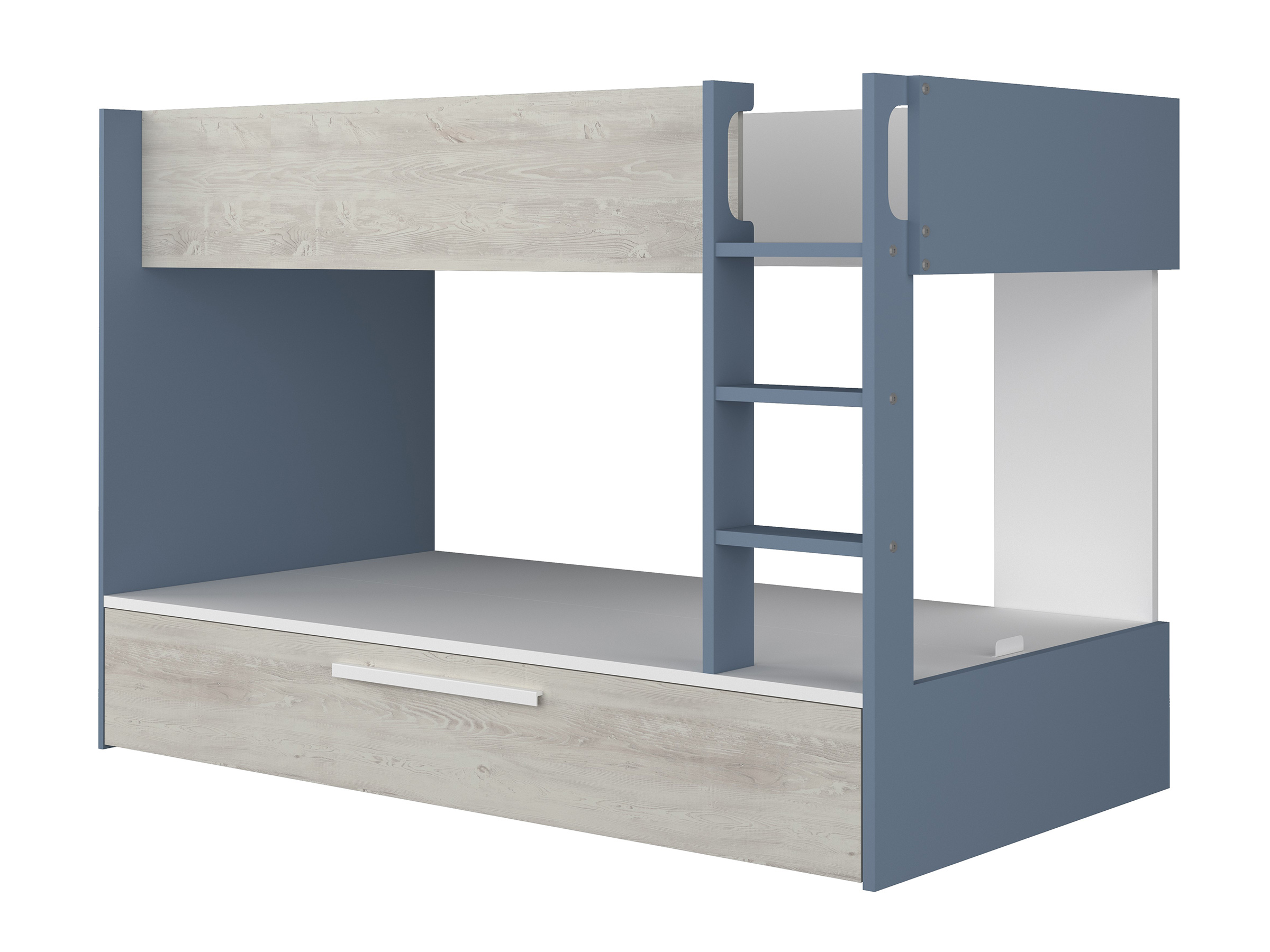 Silver Køyeseng med Uttrekkbar Gjesteseng 90x200 - Blå/Natur