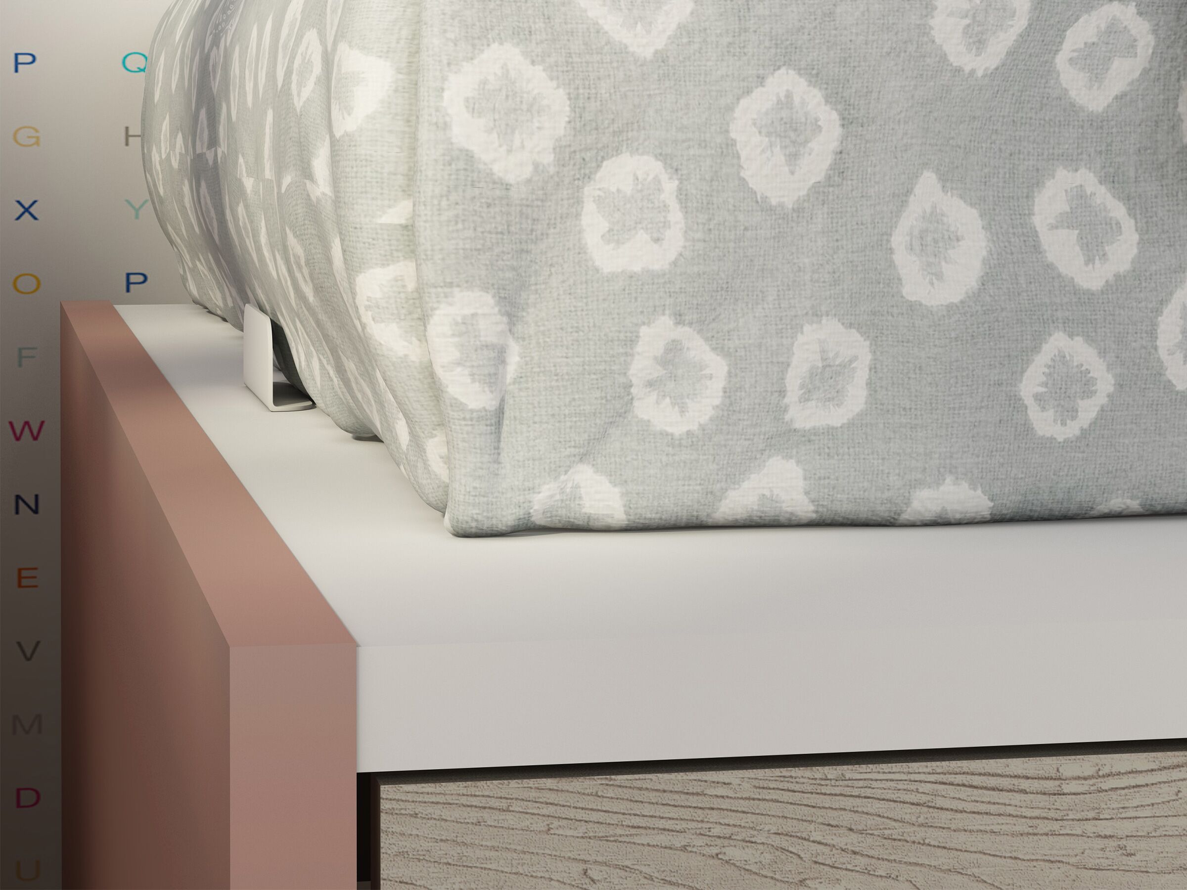 Silver Køyeseng med Uttrekkbar Gjesteseng 90x200 - Rosa/Natur