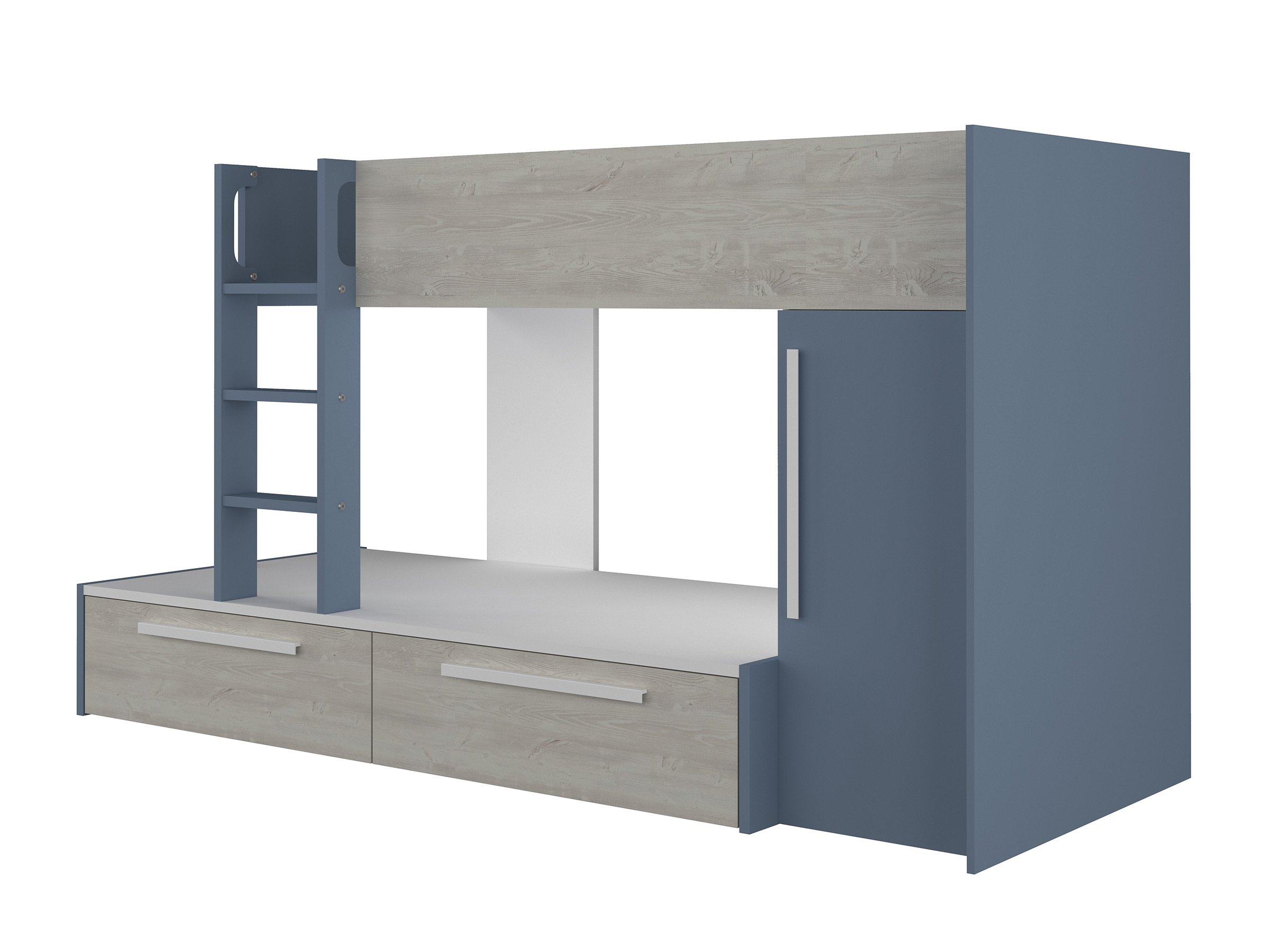 Onyx Køyeseng med Garderobe 90x200 - Blå/Natur