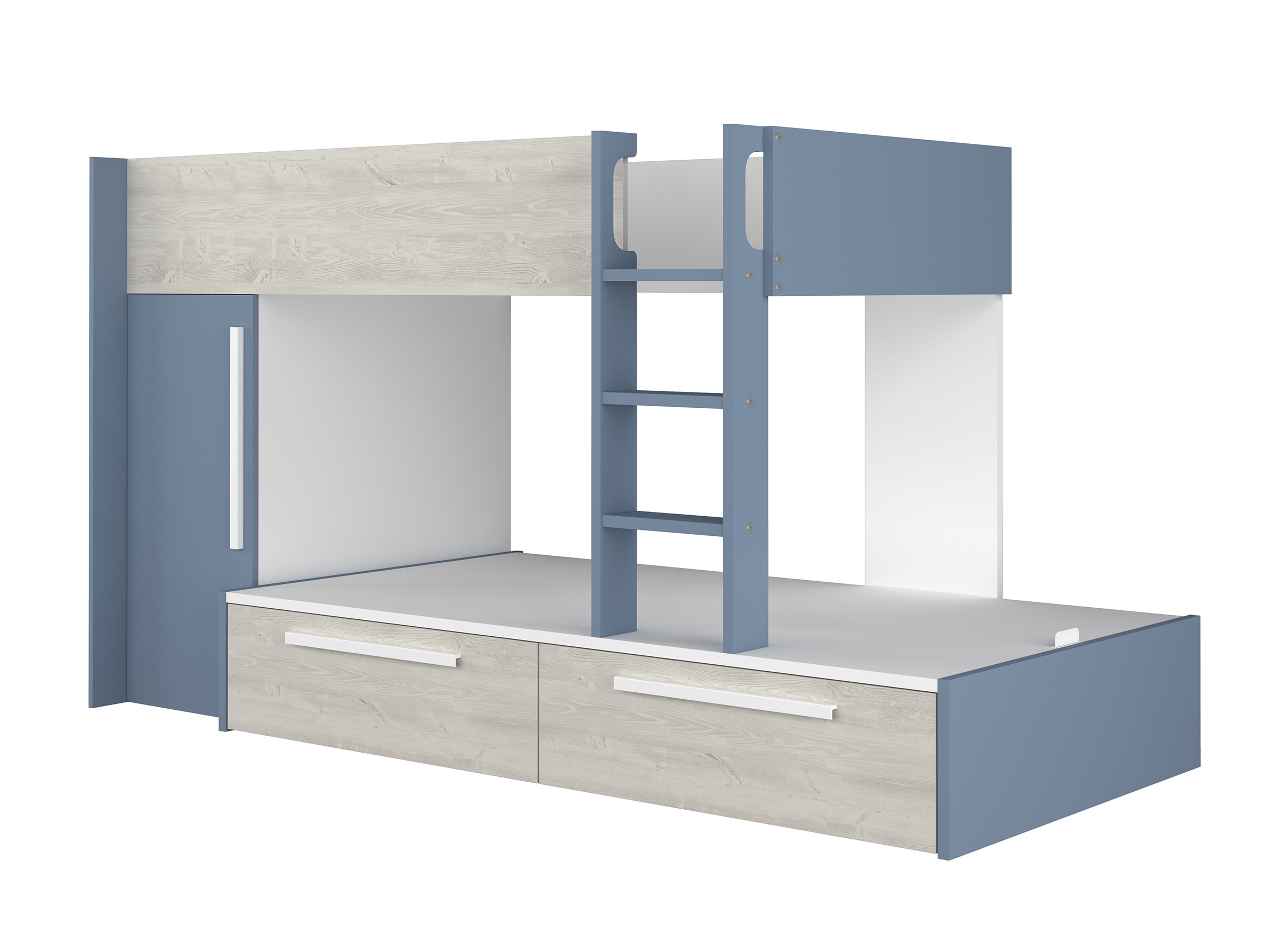 Onyx Køyeseng med Garderobe 90x200 - Blå/Natur