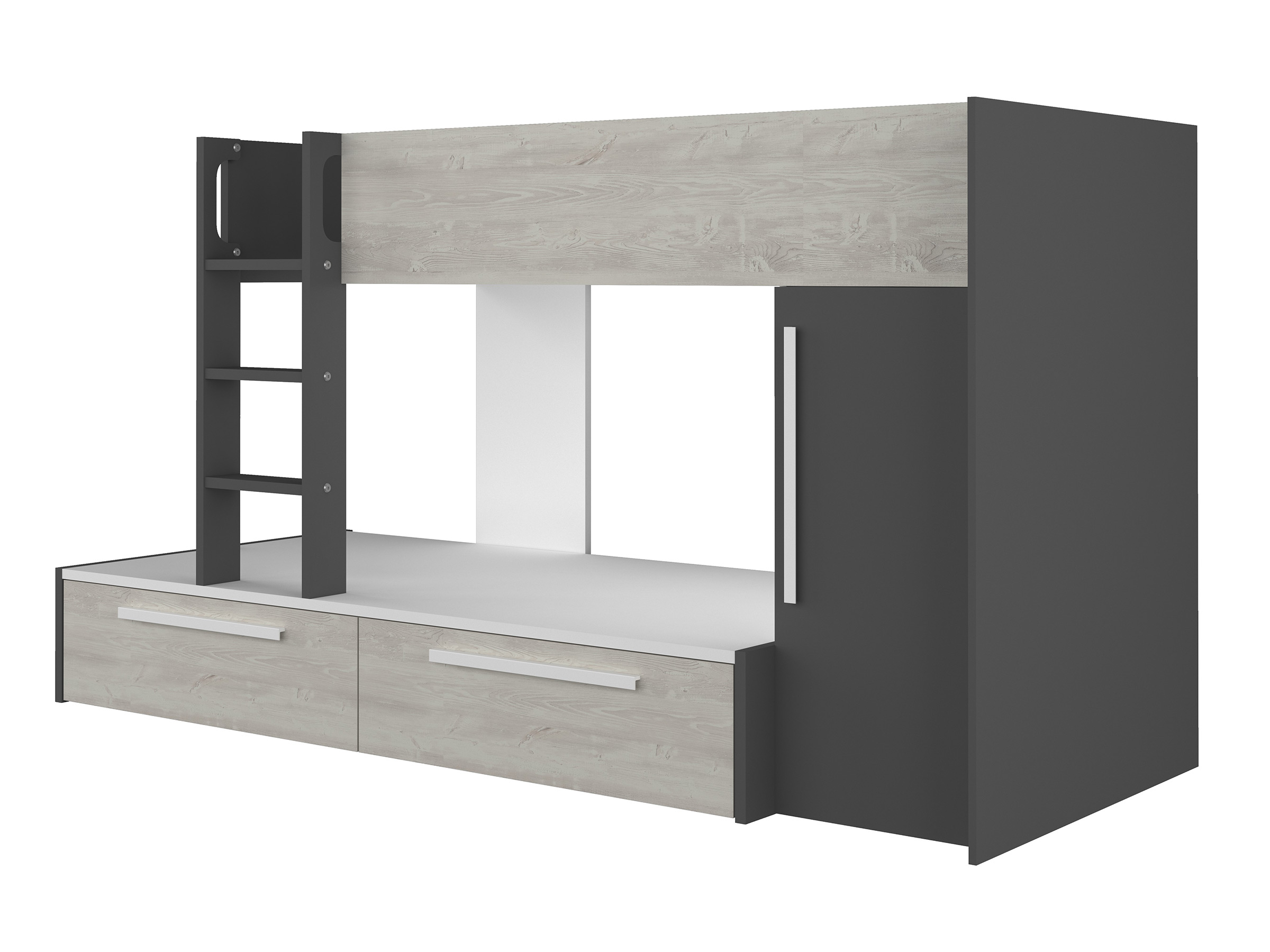 Onyx Køyeseng med Garderobe 90x200 - Sort/Natur