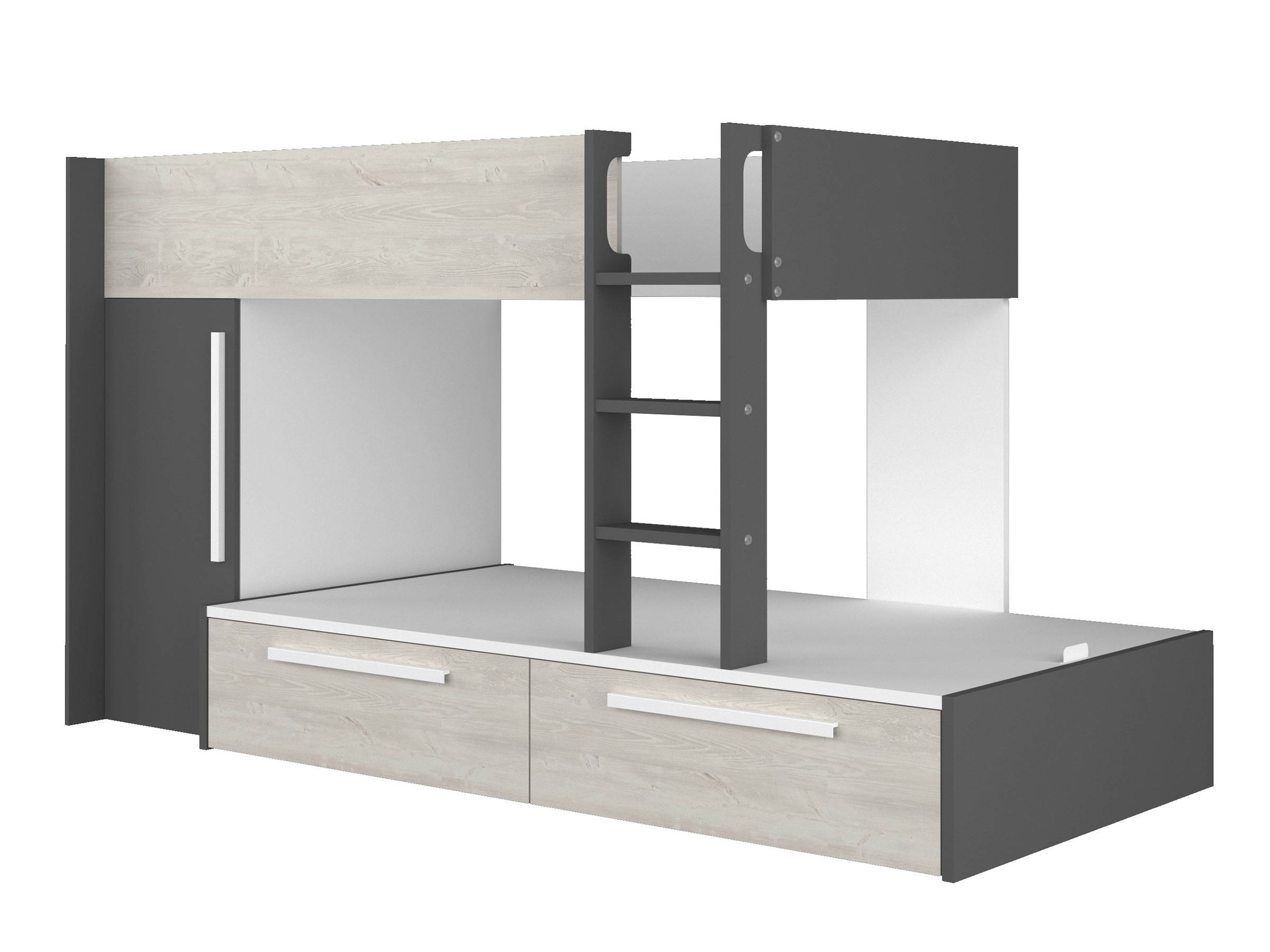 Onyx Køyeseng med Garderobe 90x200 - Sort/Natur
