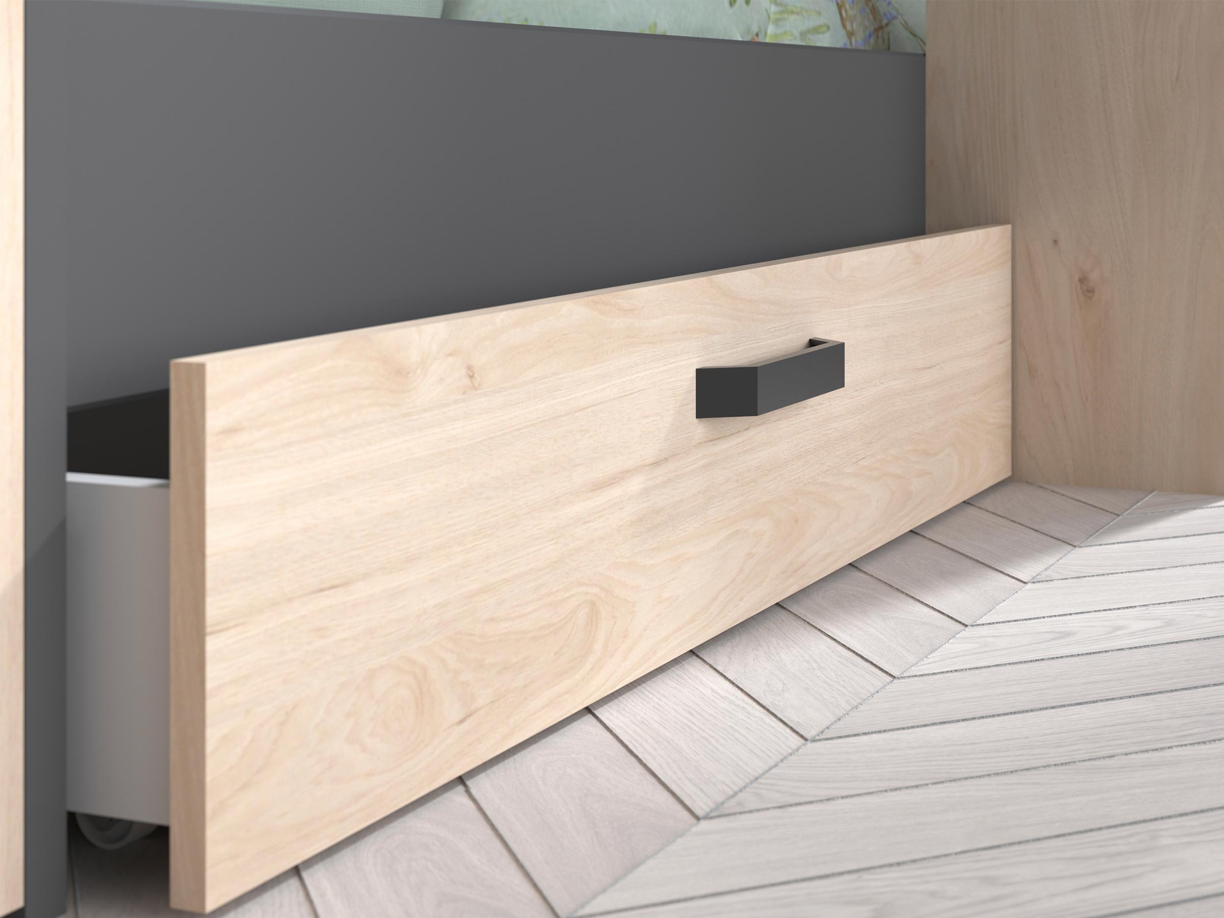Desert Sand Køyeseng med Garderobe 90x200 - Natur/Grå