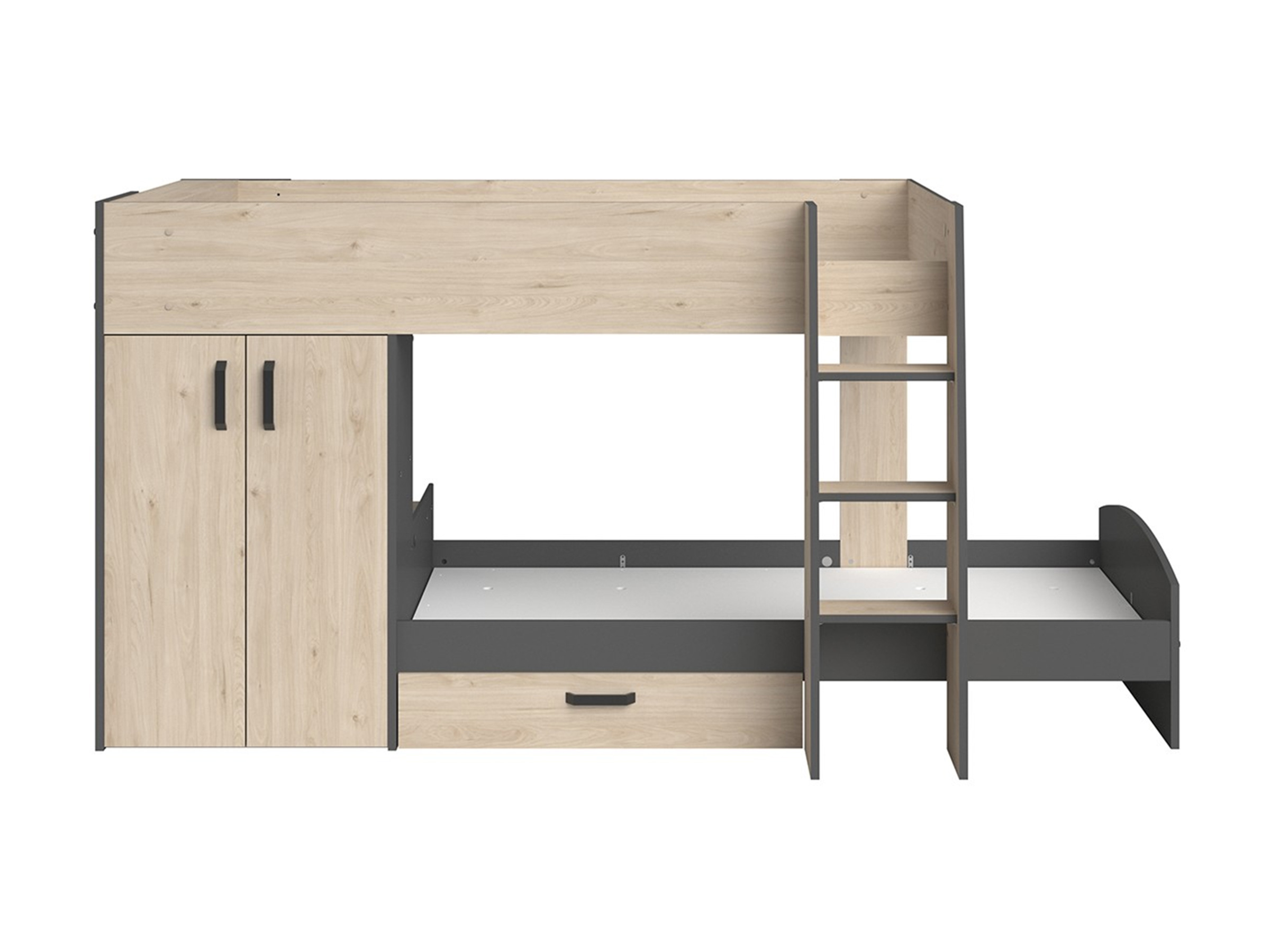Desert Sand Køyeseng med Garderobe 90x200 - Natur/Grå
