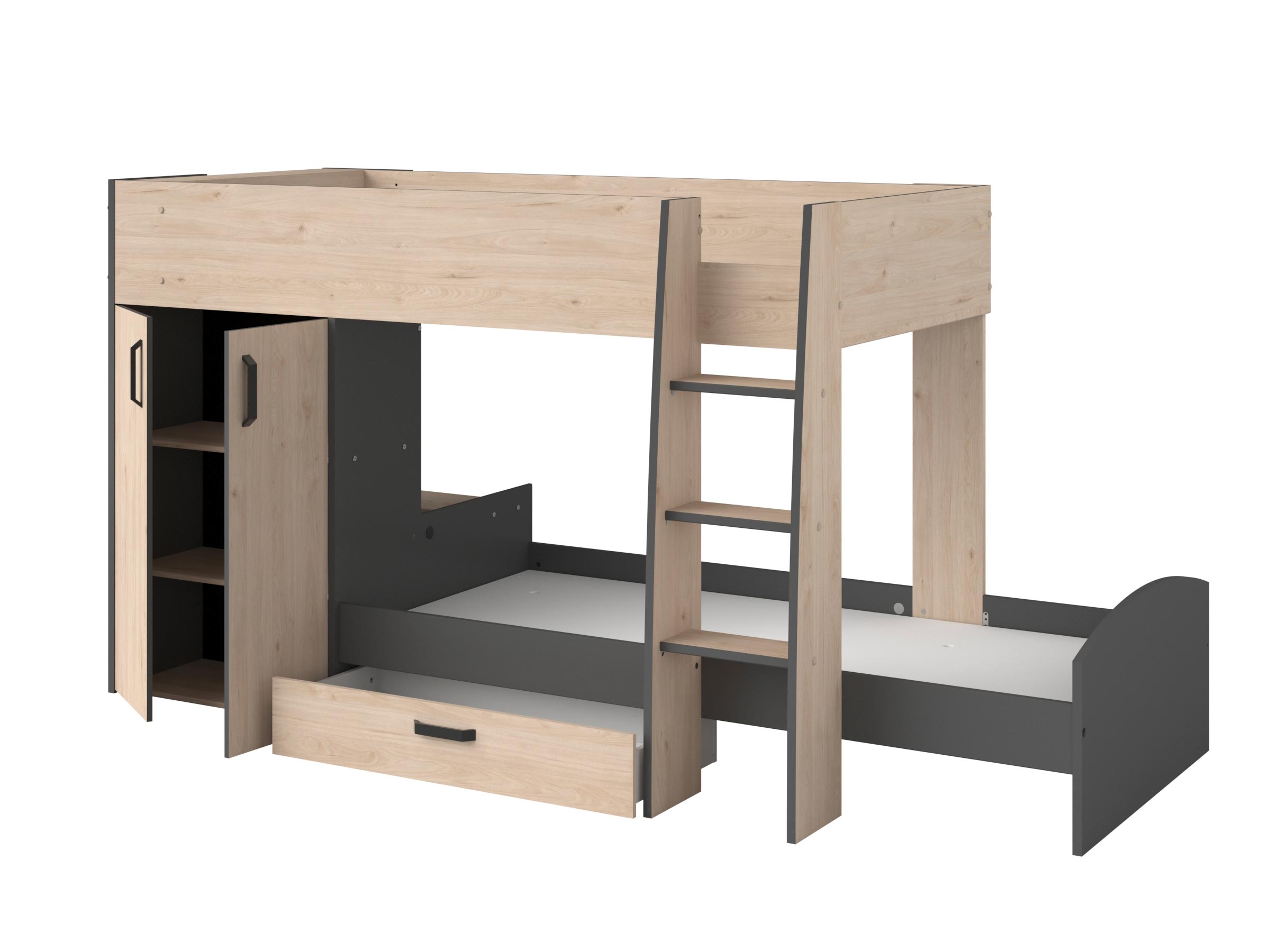 Desert Sand Køyeseng med Garderobe 90x200 - Natur/Grå