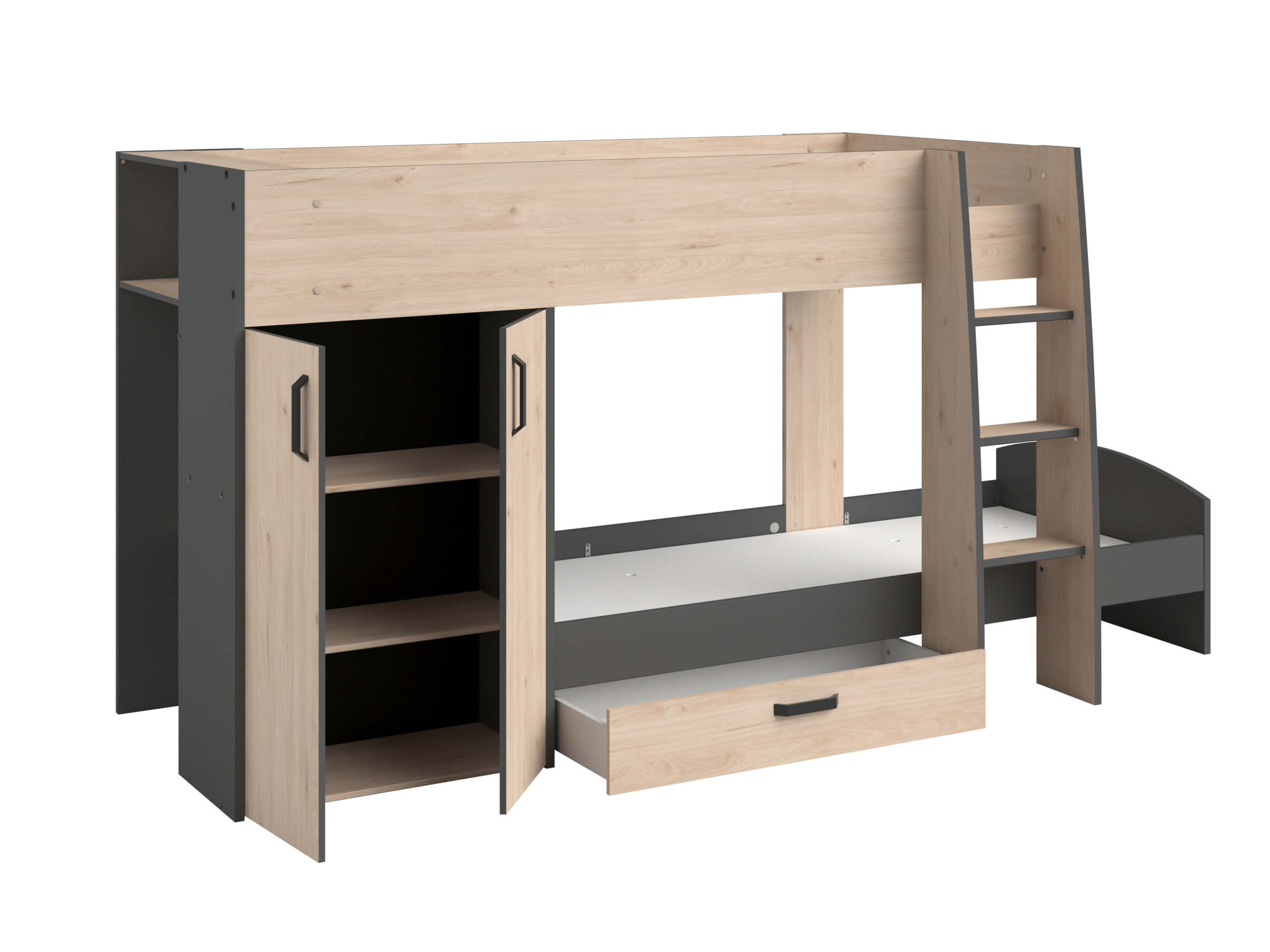 Desert Sand Køyeseng med Garderobe 90x200 - Natur/Grå