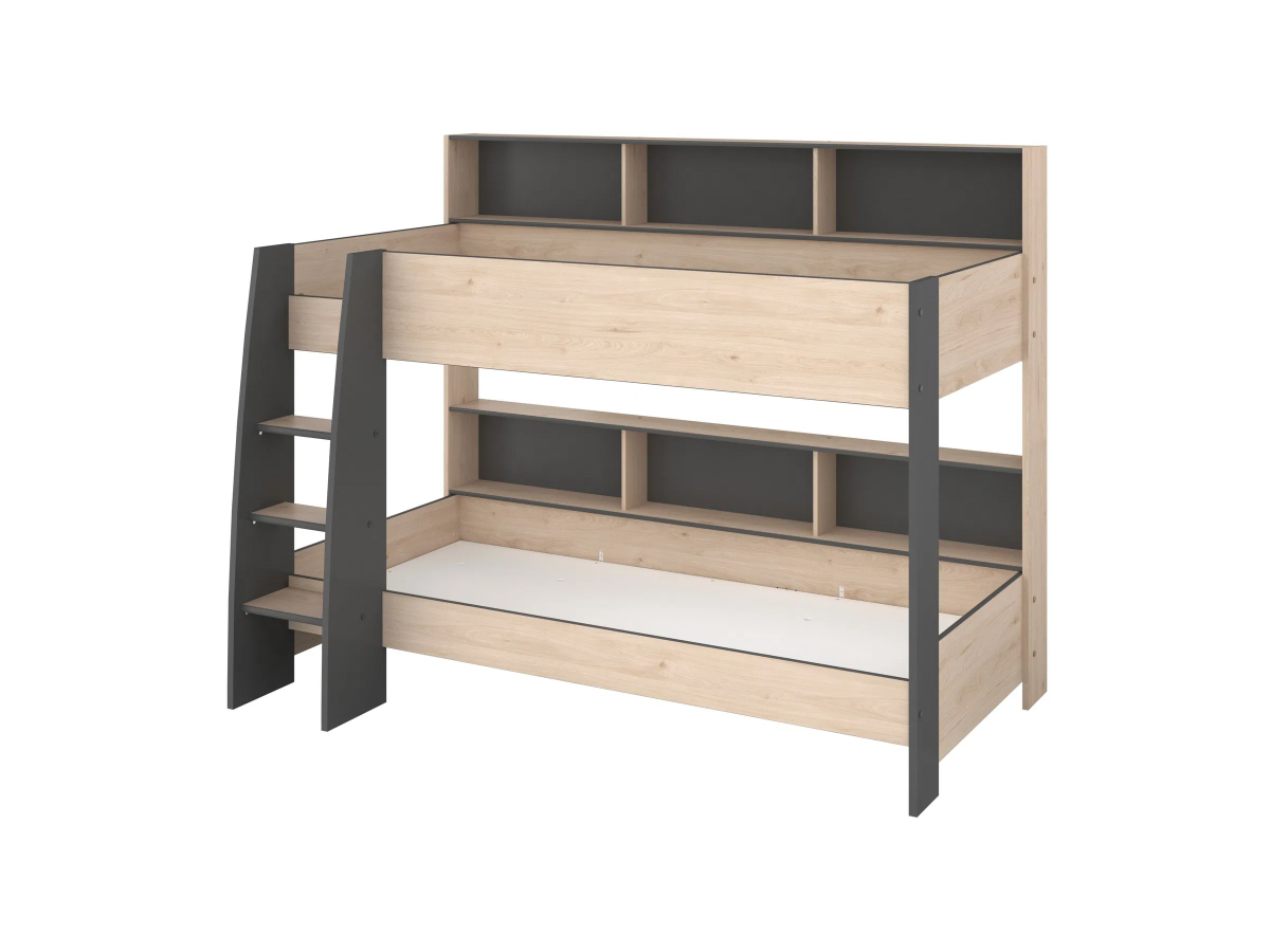 Dim Køyeseng med Skuff 90x200 - Natur/Grå