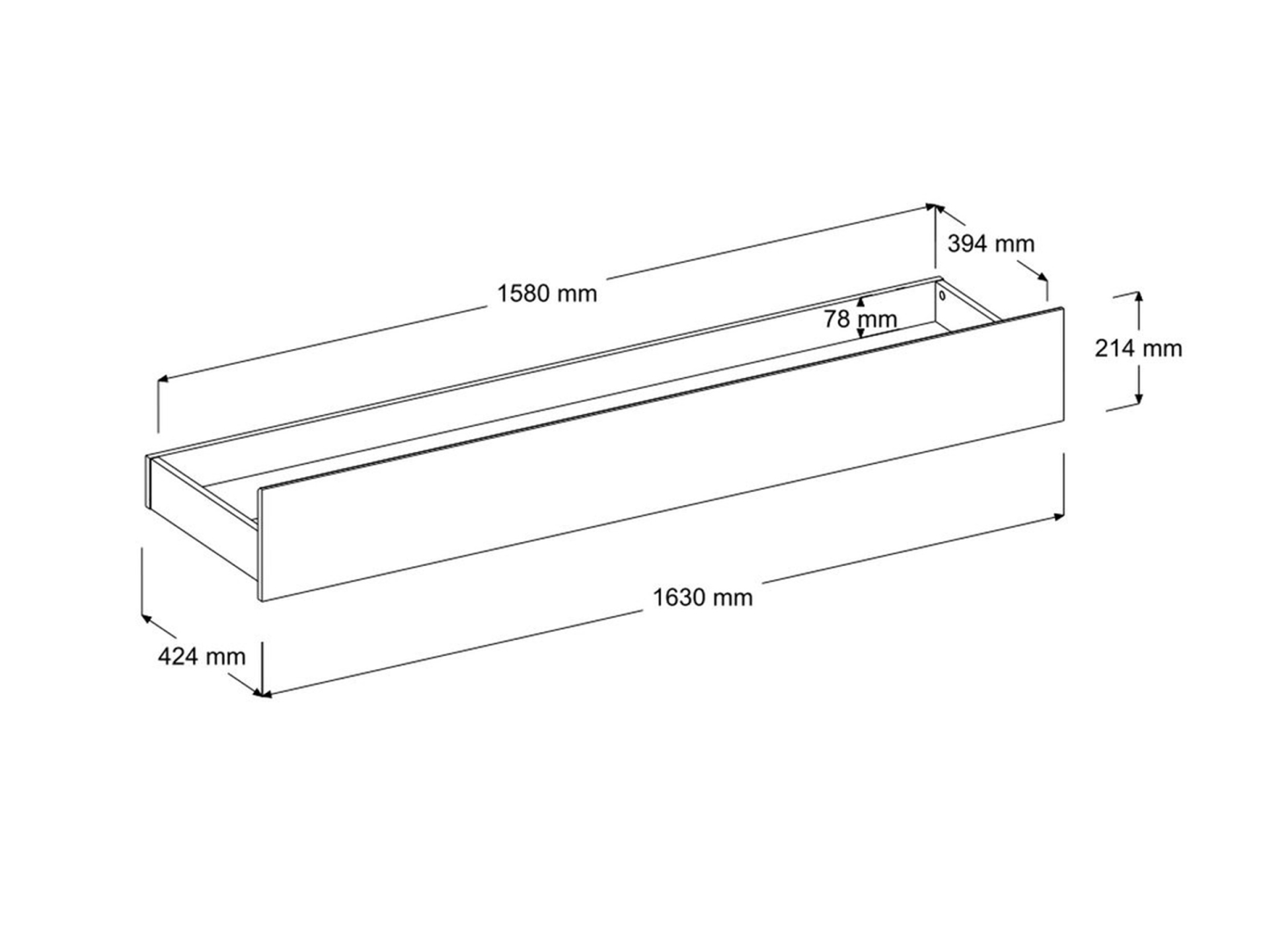 Dim Køyeseng med Skuff 90x200 - Natur/Grå