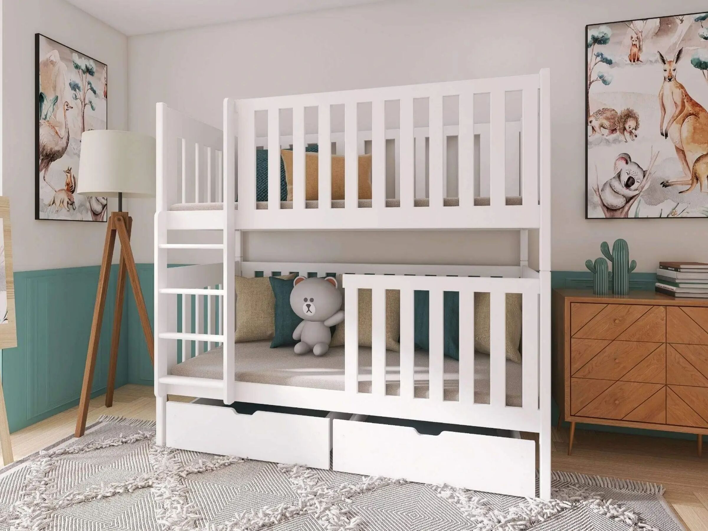 Dawid Køyeseng med Skuffer 90x200 - Hvit