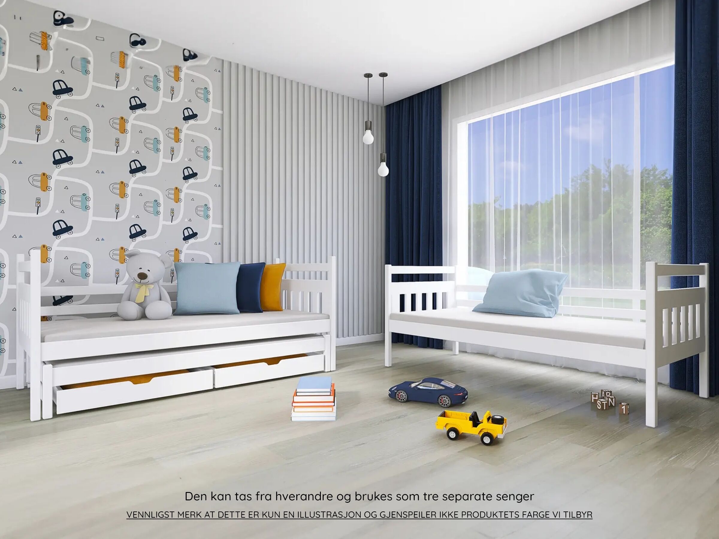 Seweryn Køyeseng med Uttrekkbar Gjesteseng og Skuff 90x200 - Grå