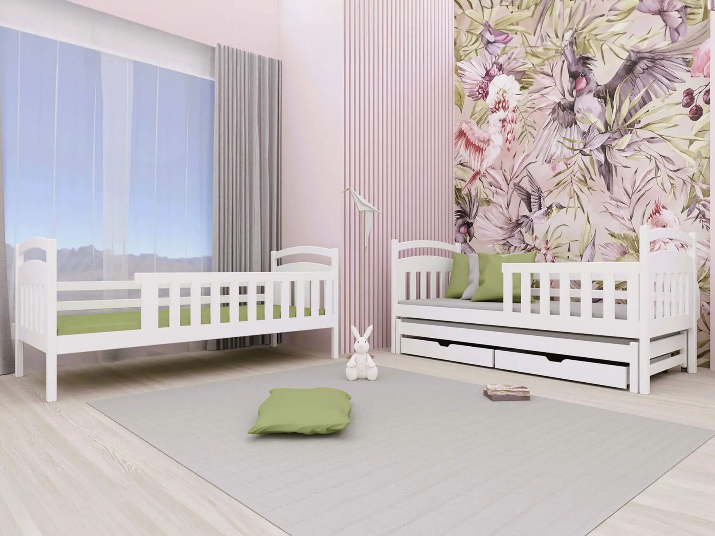 Viki Køyeseng med Uttrekkbar Gjesteseng og Skuffer 80x180 - Hvit