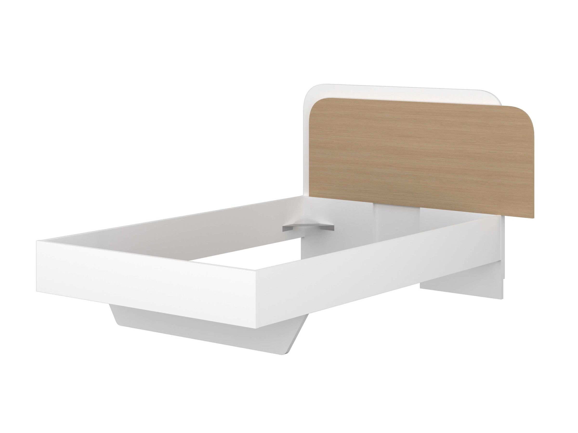 Doze Enkeltseng med Sengegavl og Nattbord 120x200 - Hvit/Natur