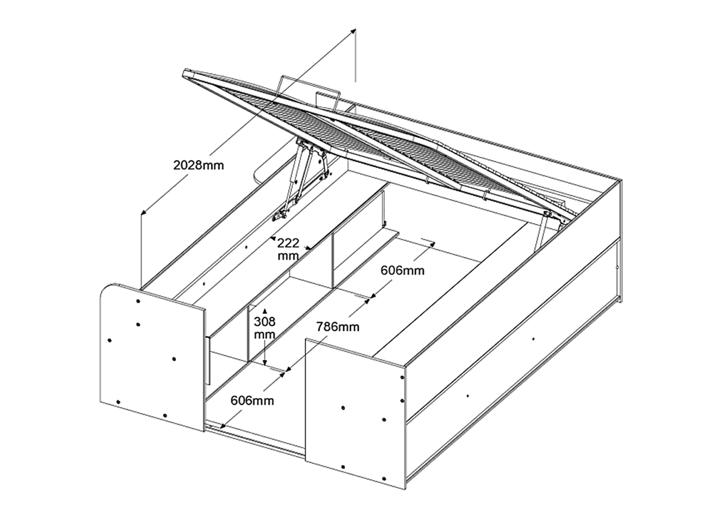 Space-UP Enkeltseng med Semi Walk-in Garderobe 140x200 - Sort/Natur