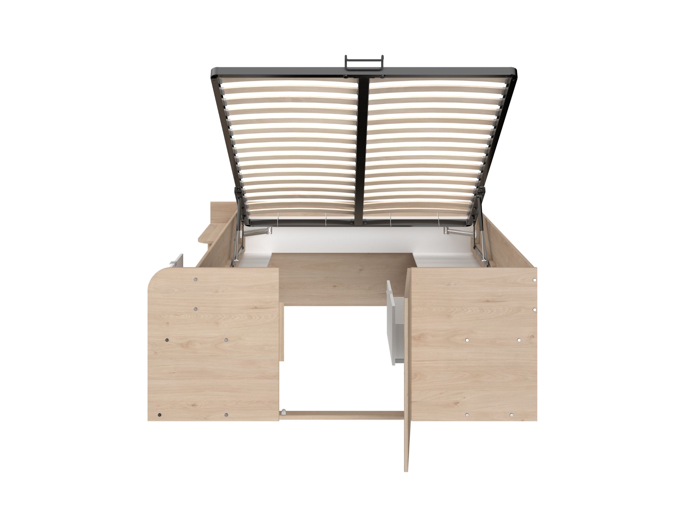Space-UP Enkeltseng med Semi Walk-in Garderobe 140x200 - Hvit/Natur