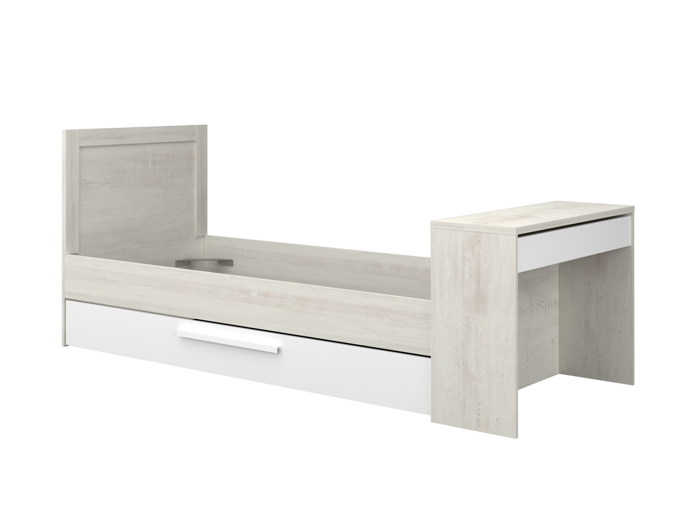 Shipley Multifunksjonell seng med skrivebord og gjesteseng 90x200 - Natur/Hvit