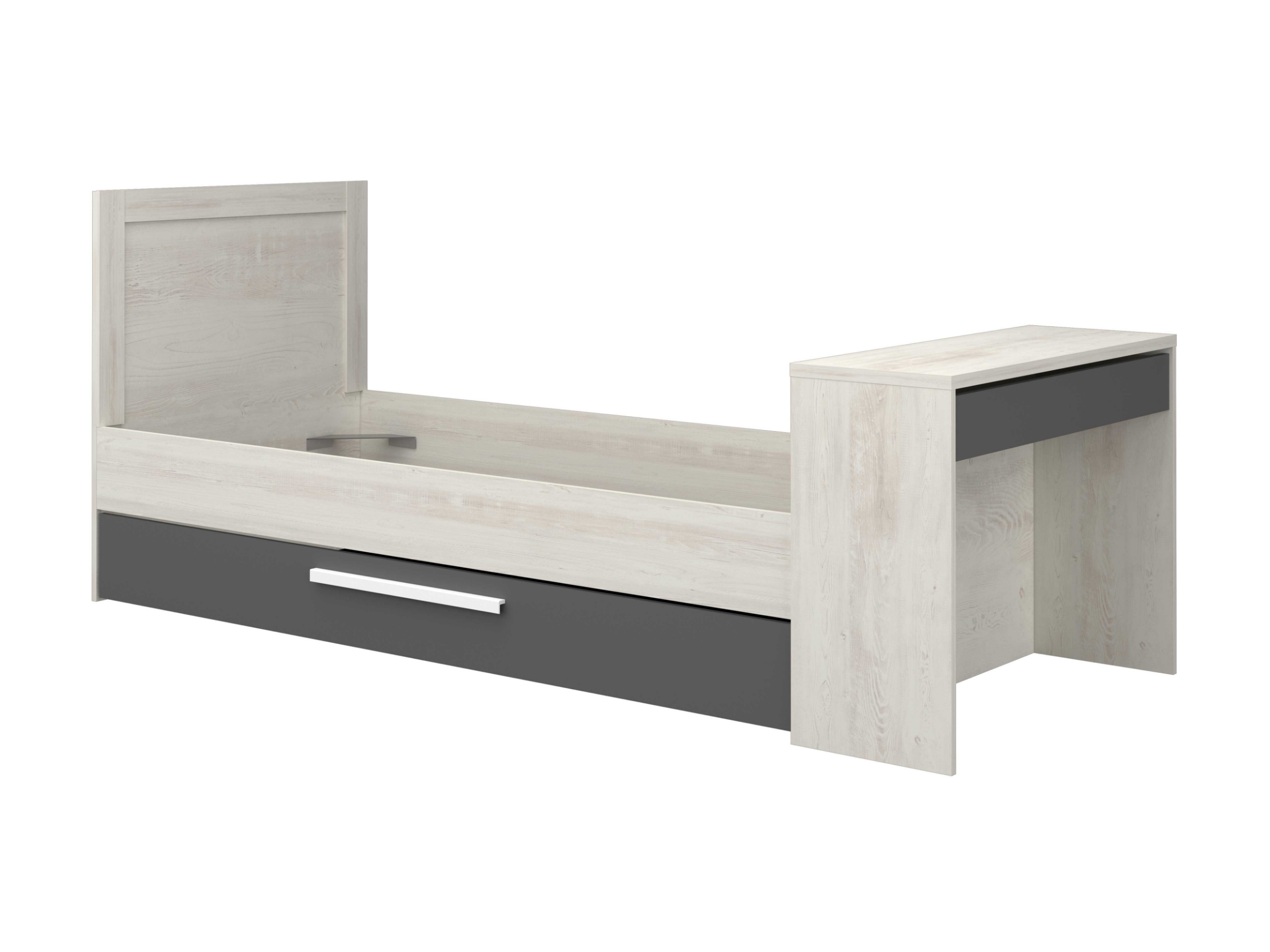 Shipley Multifunksjonell seng med skrivebord og gjesteseng 90x200 - Natur/Sort