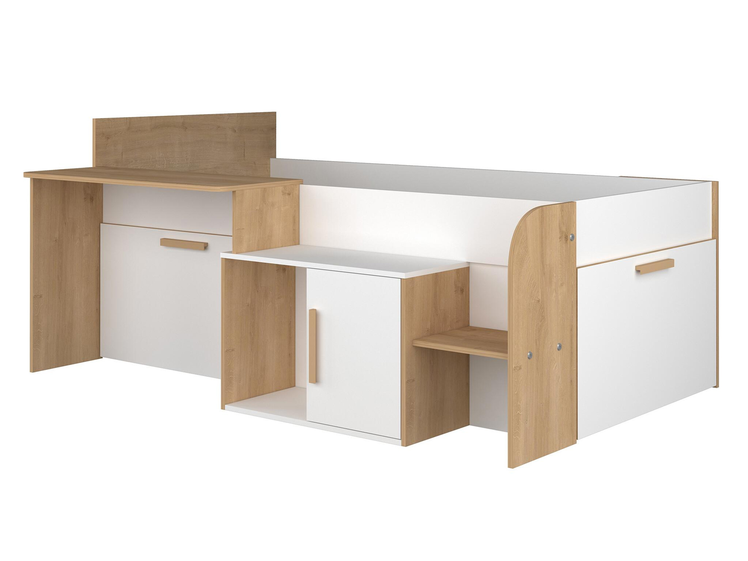 Sacha Enkeltseng med Skrivebord 90x200 - Natur/Hvit
