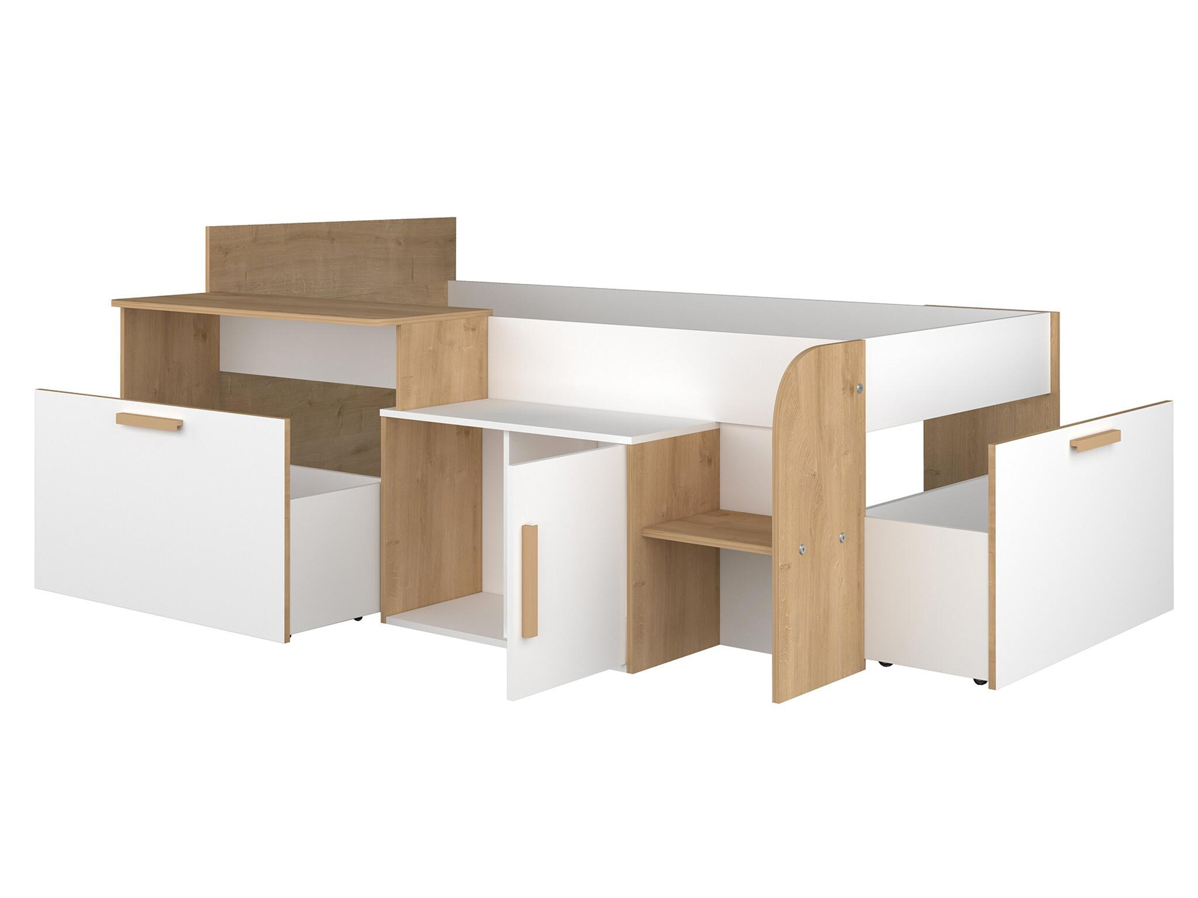 Sacha Enkeltseng med Skrivebord 90x200 - Natur/Hvit